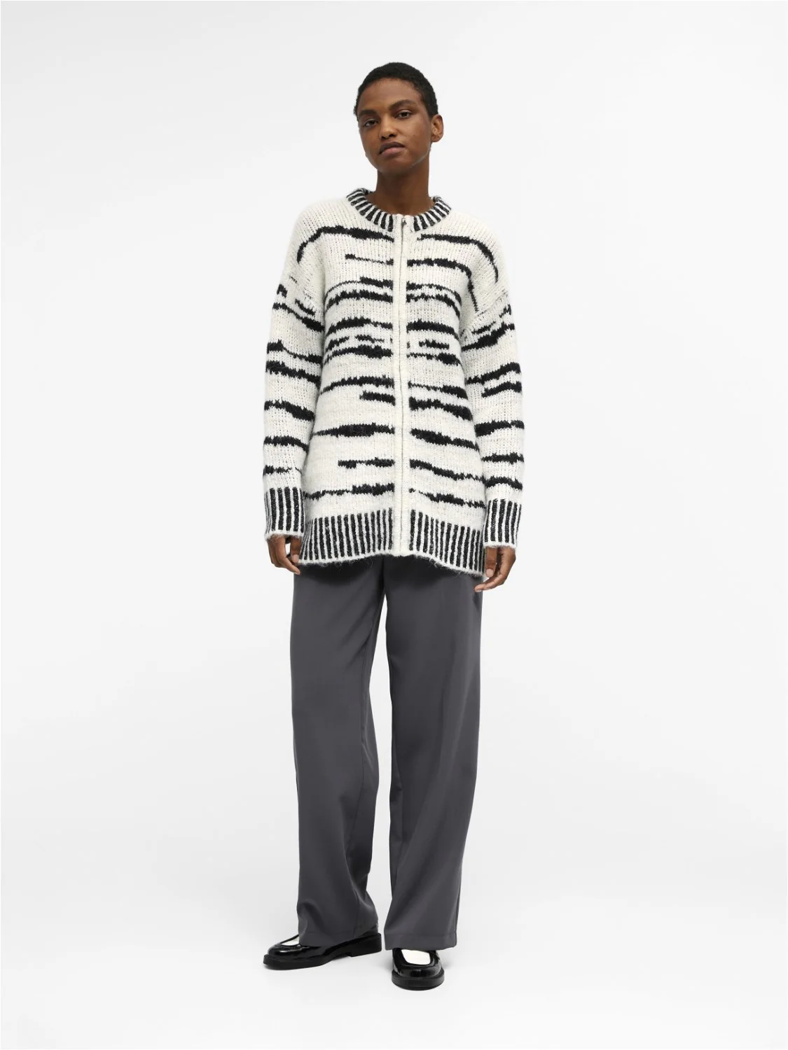 Tessa Knit Cardigan (Black/White) - Image 4