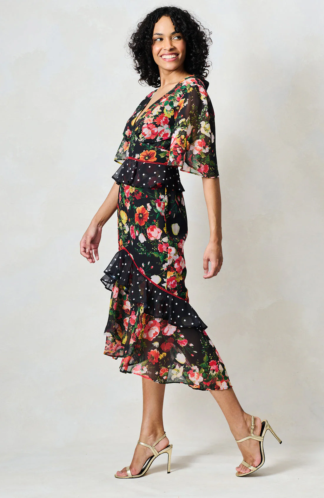 The Aida Midi Dress (Black Multi) - Image 5