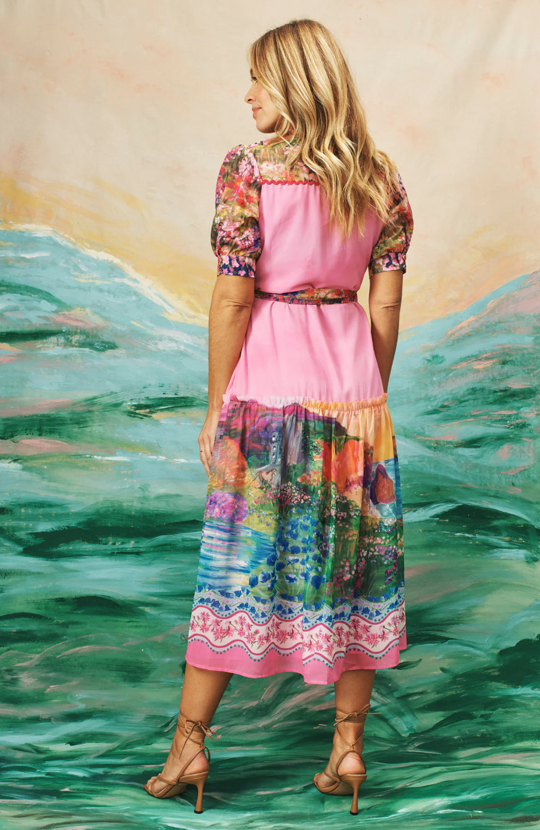 The Alamy Button Front Midi Dress (Pink) - Image 6