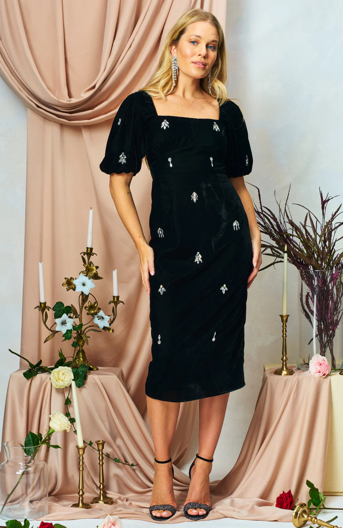 The Bettina Midi Pencil Dress (Black) - Image 4