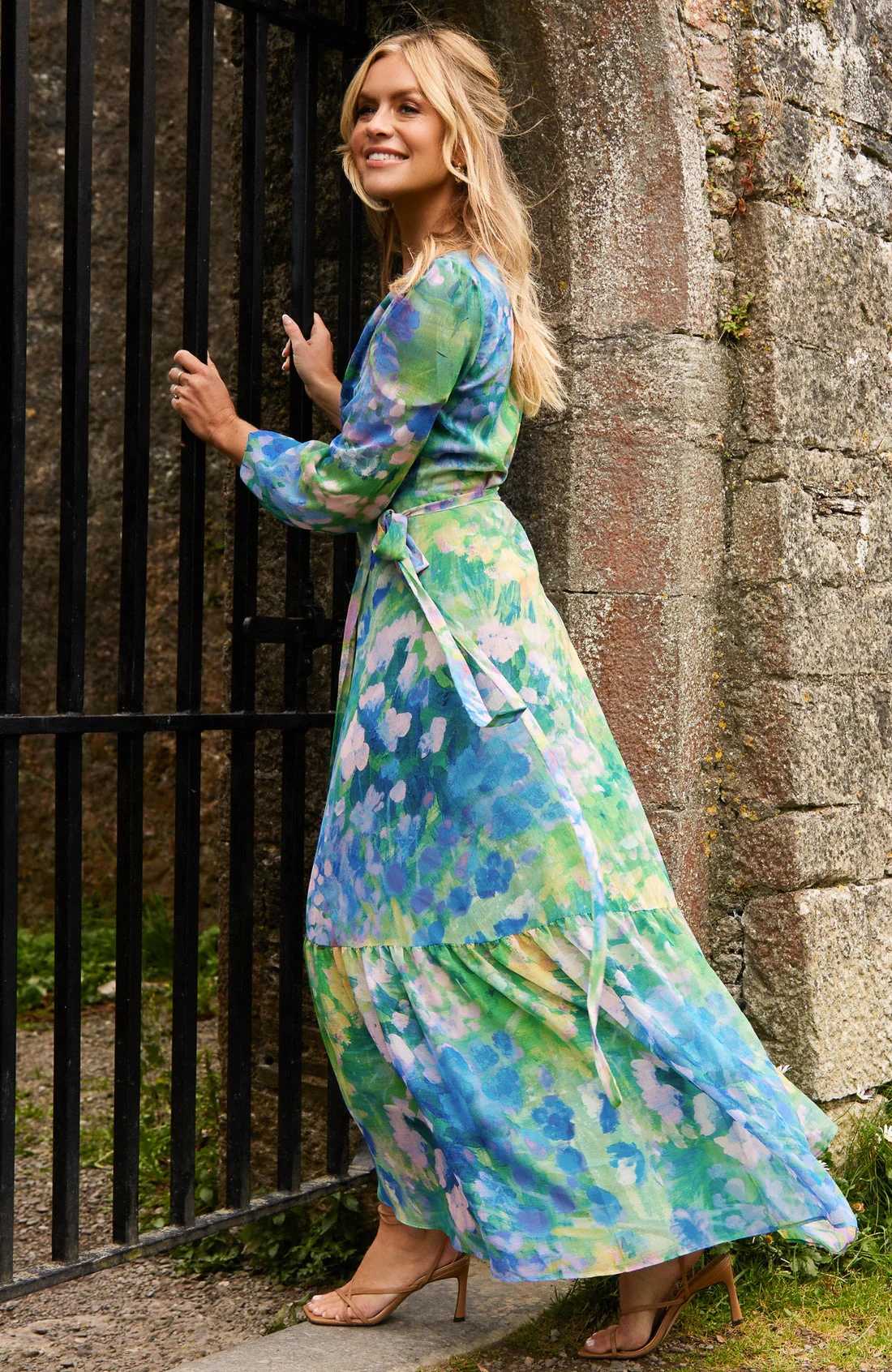 The Bluebell Maxi Wrap Dress (Blue) - Image 3