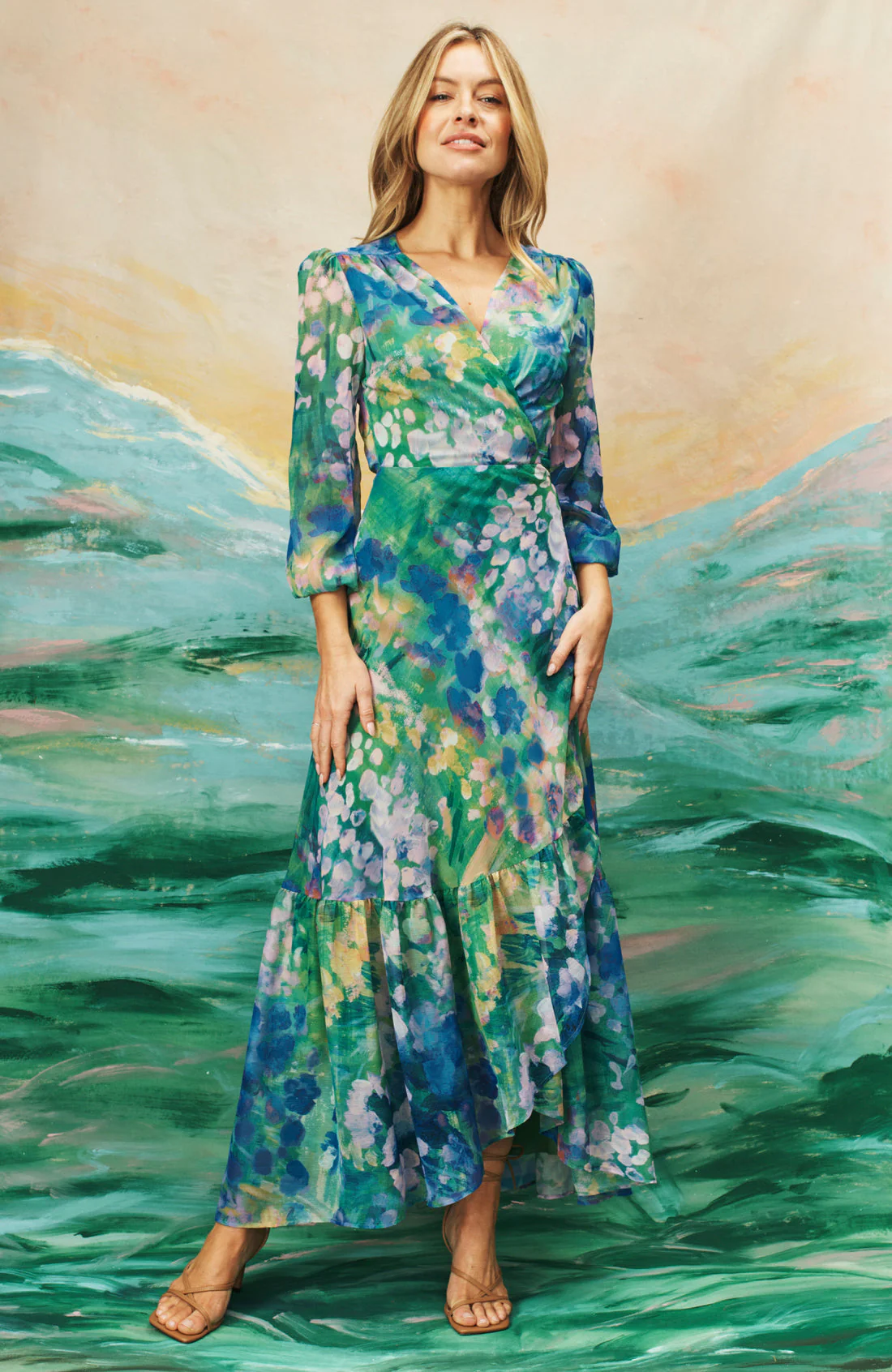 The Bluebell Maxi Wrap Dress (Blue) - Image 4