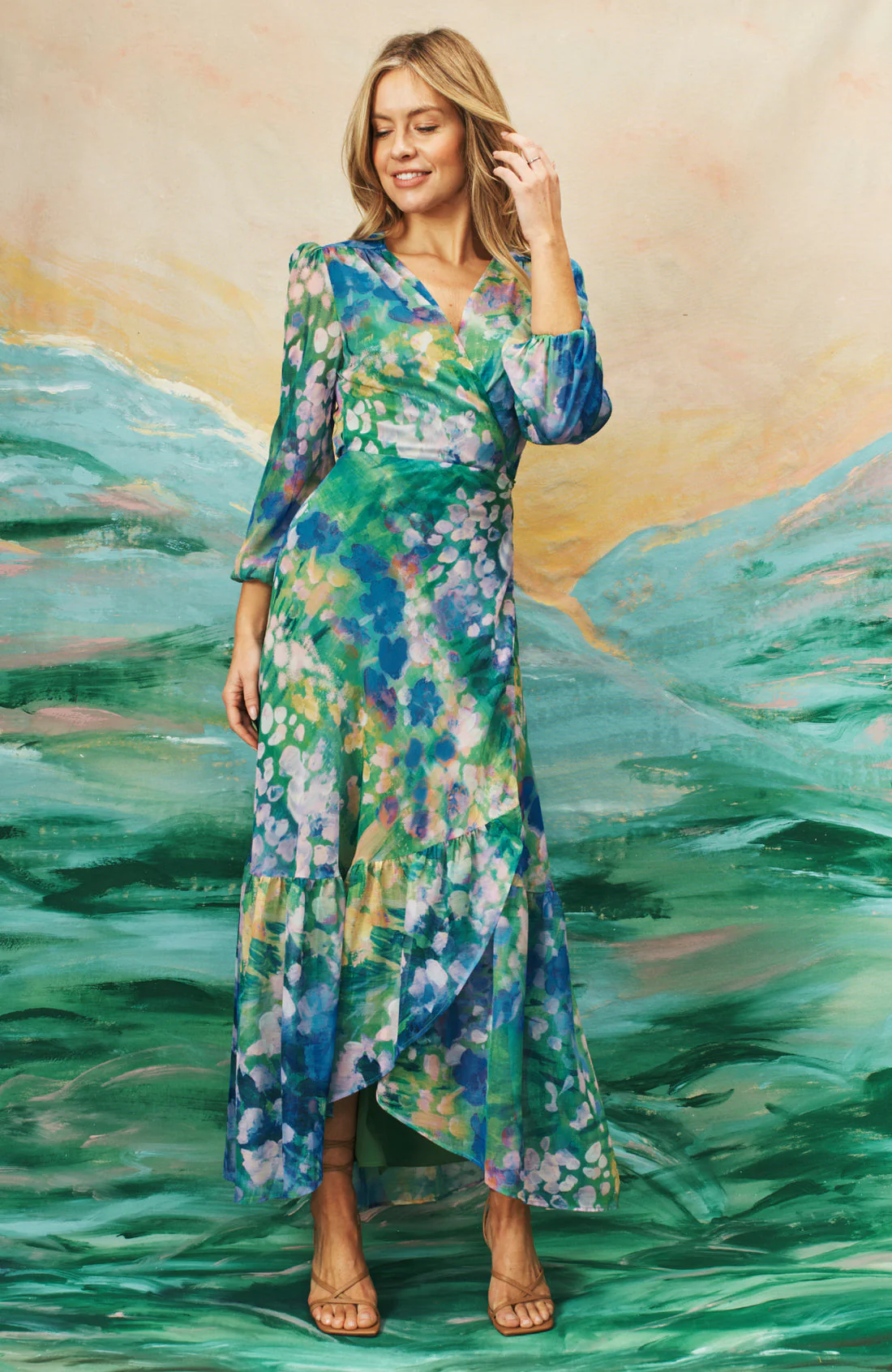 The Bluebell Maxi Wrap Dress (Blue) - Image 5
