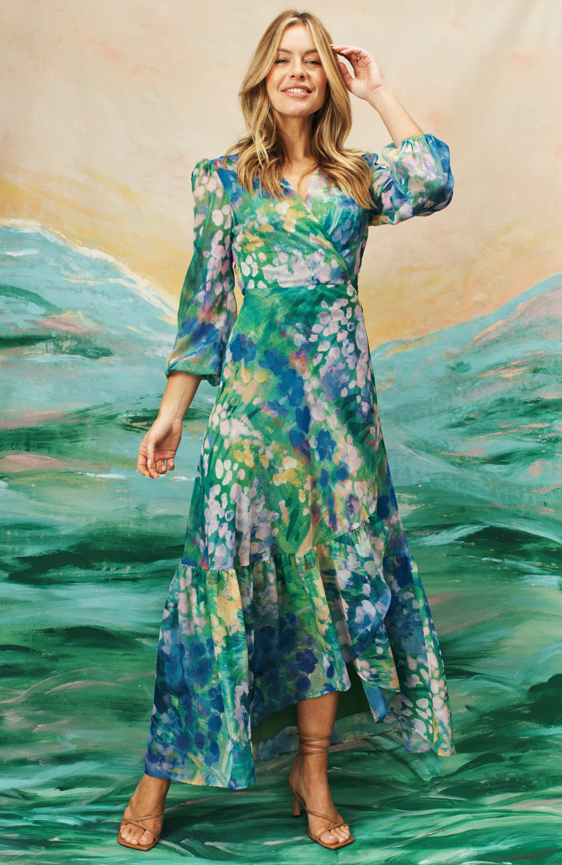 The Bluebell Maxi Wrap Dress (Blue) - Image 7