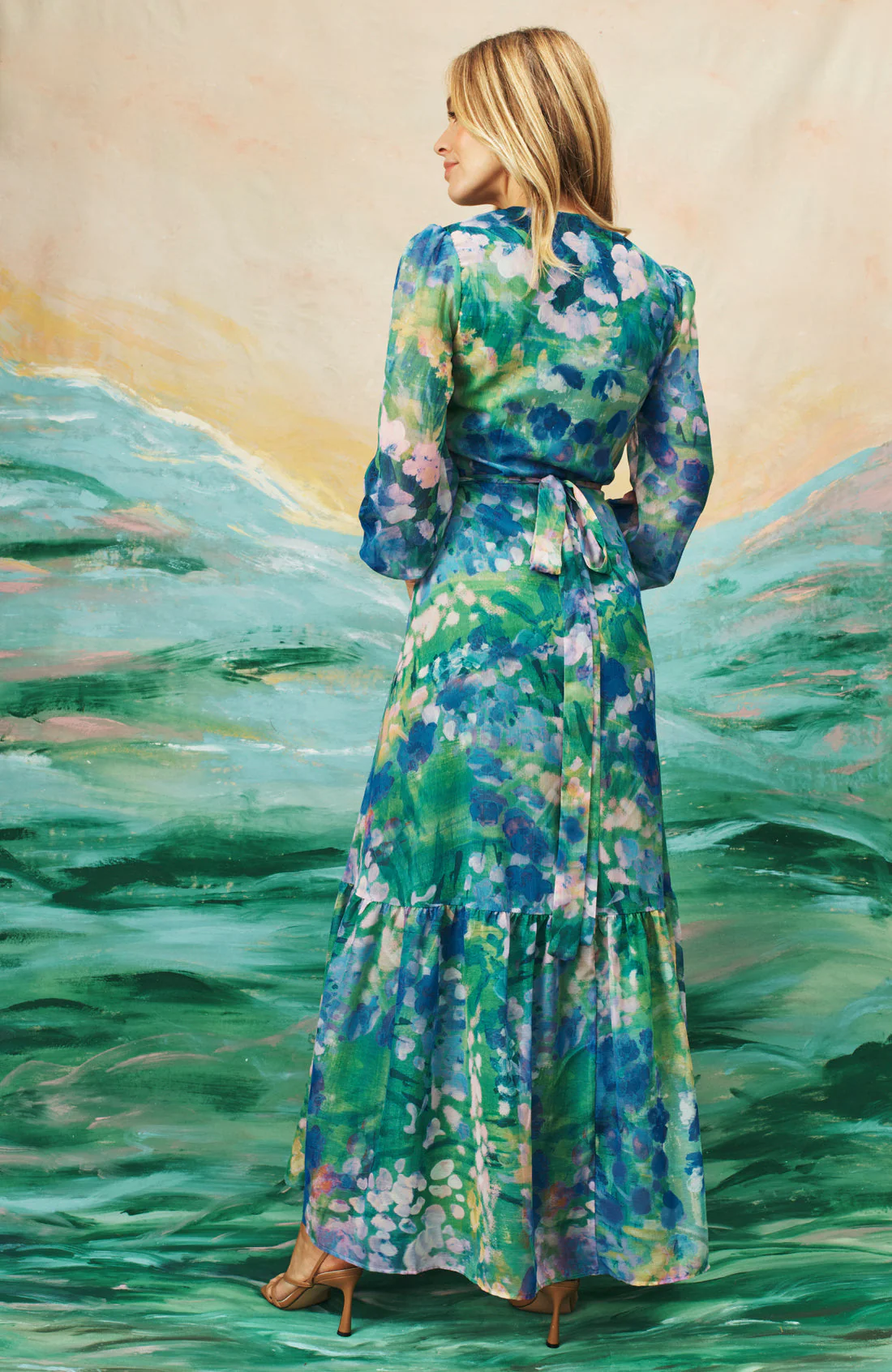 The Bluebell Maxi Wrap Dress (Blue) - Image 8