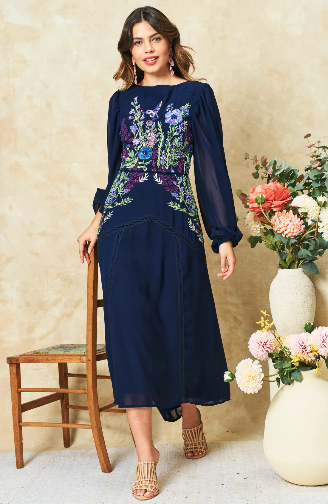The Cassandra Midaxi Dress (Navy) - Image 2