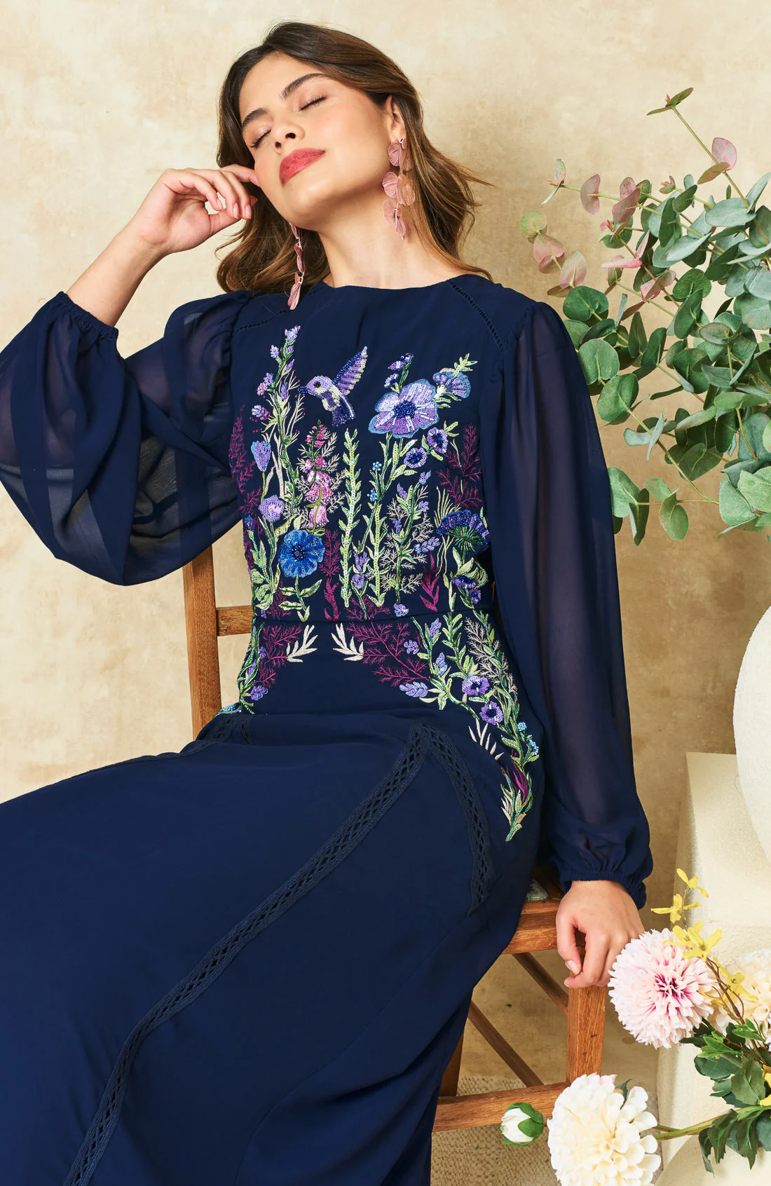 The Cassandra Midaxi Dress (Navy) - Image 5