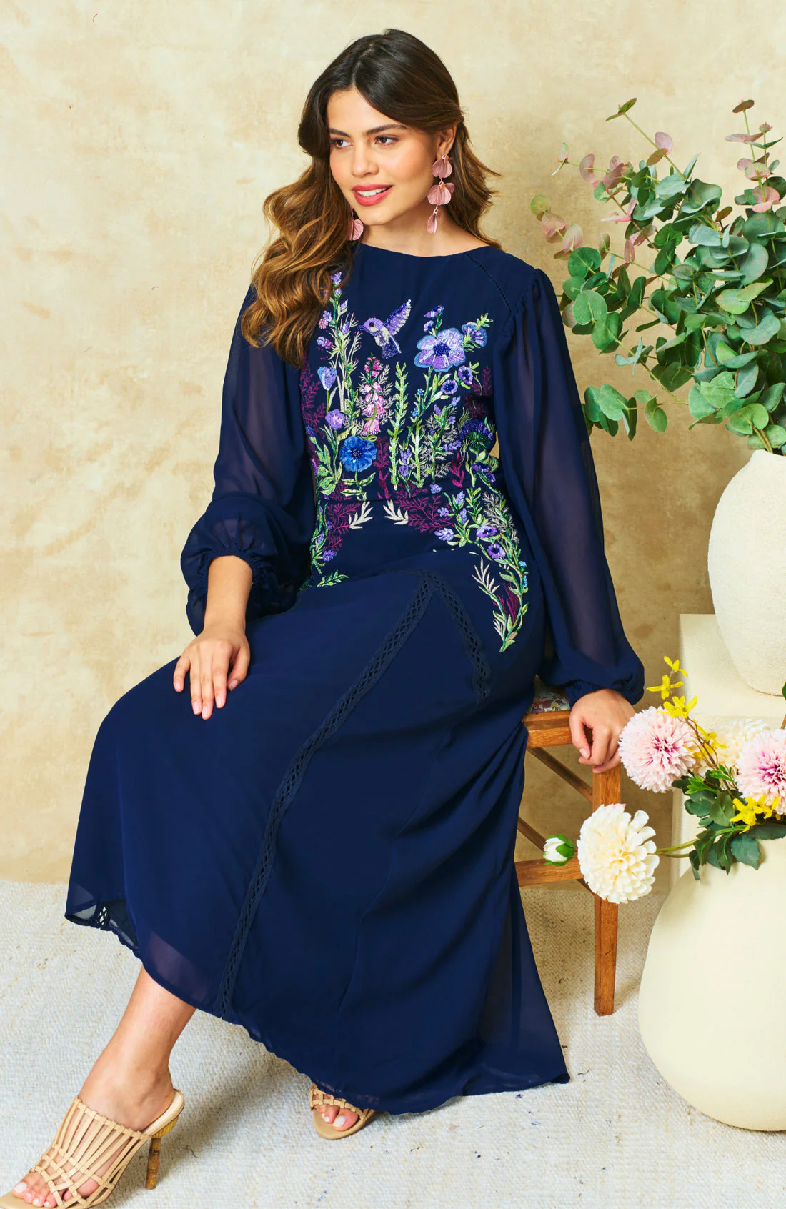 The Cassandra Midaxi Dress (Navy) - Image 6