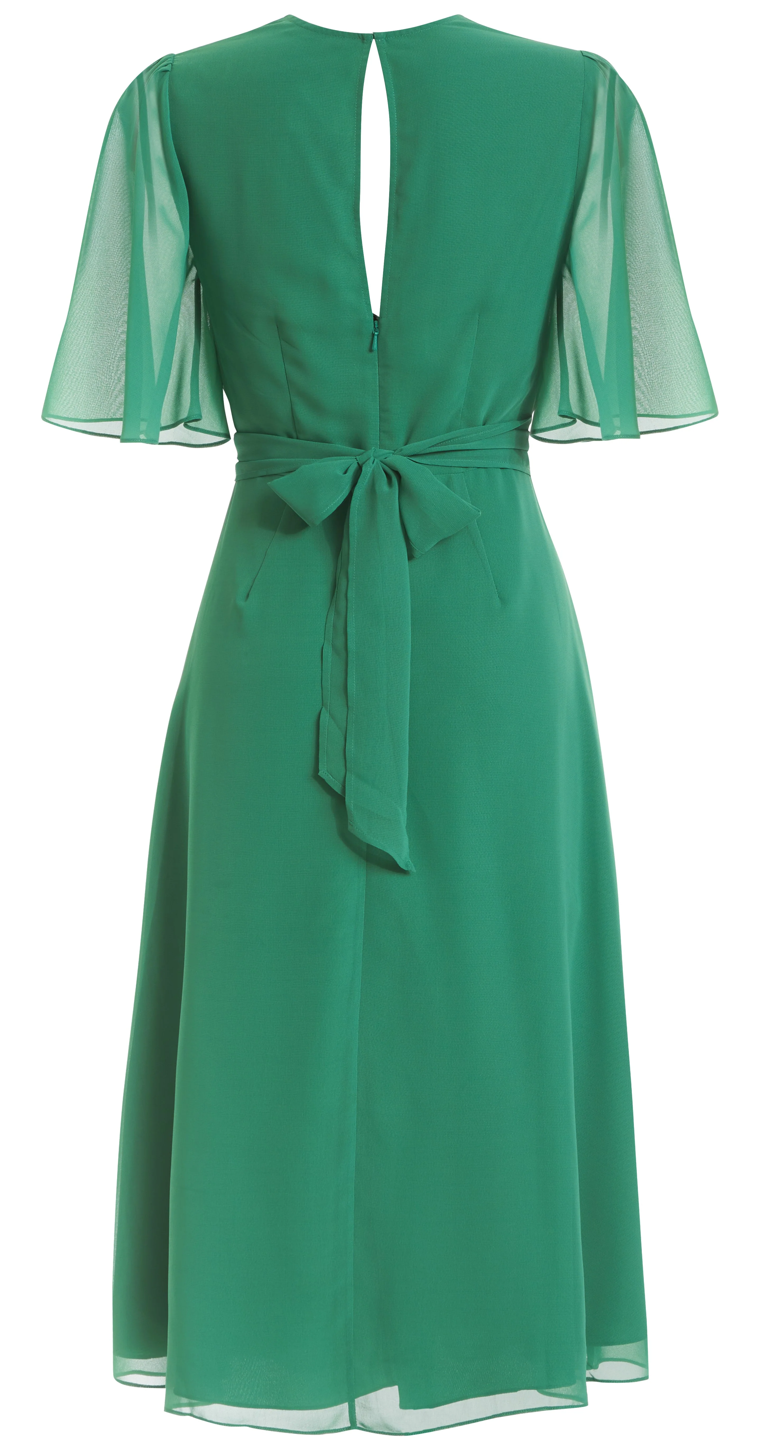 THE HANNAH EMBROIDERED FLUTTER SLEEVE MIDI DRESS (GREEN) - Image 6