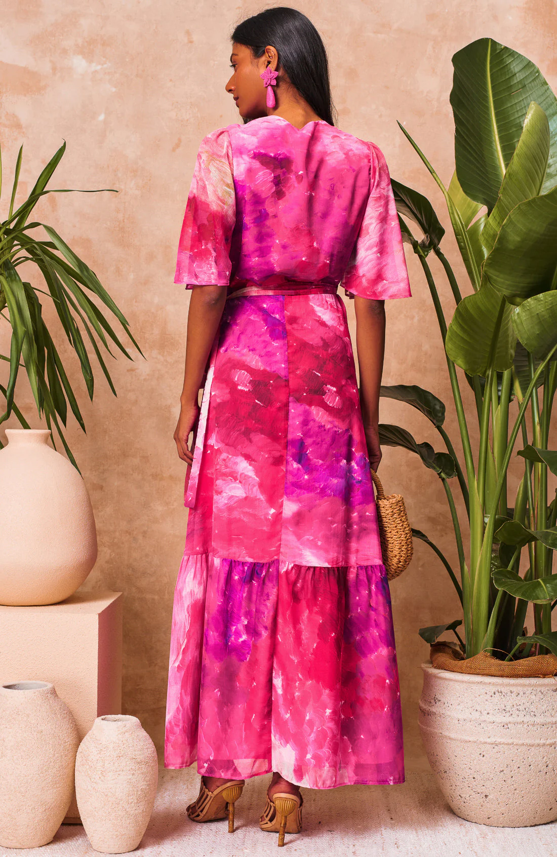 The Hermione Maxi Wrap Dress (Pink Multi) - Image 3