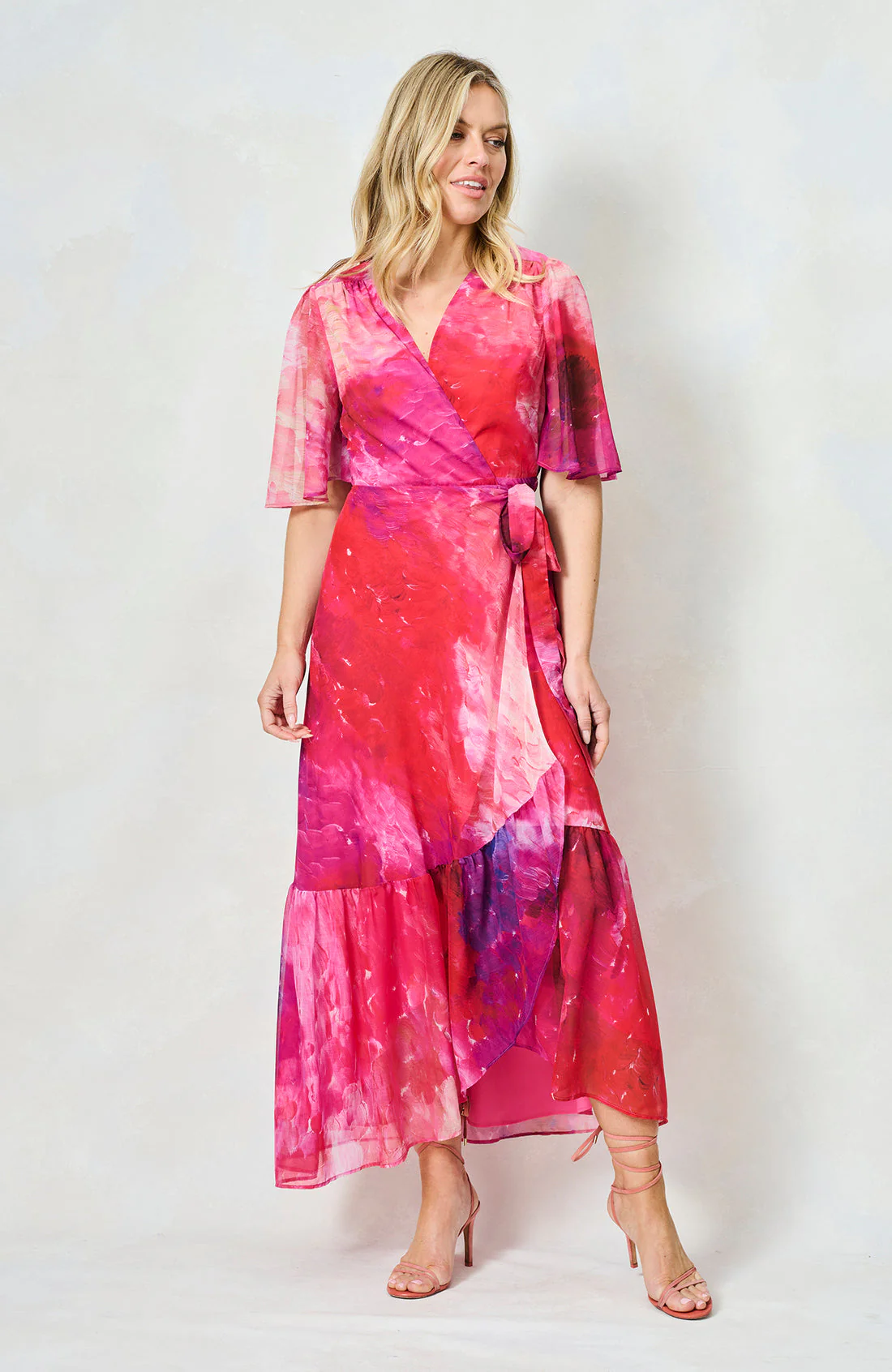 The Hermione Maxi Wrap Dress (Pink Multi) - Image 5