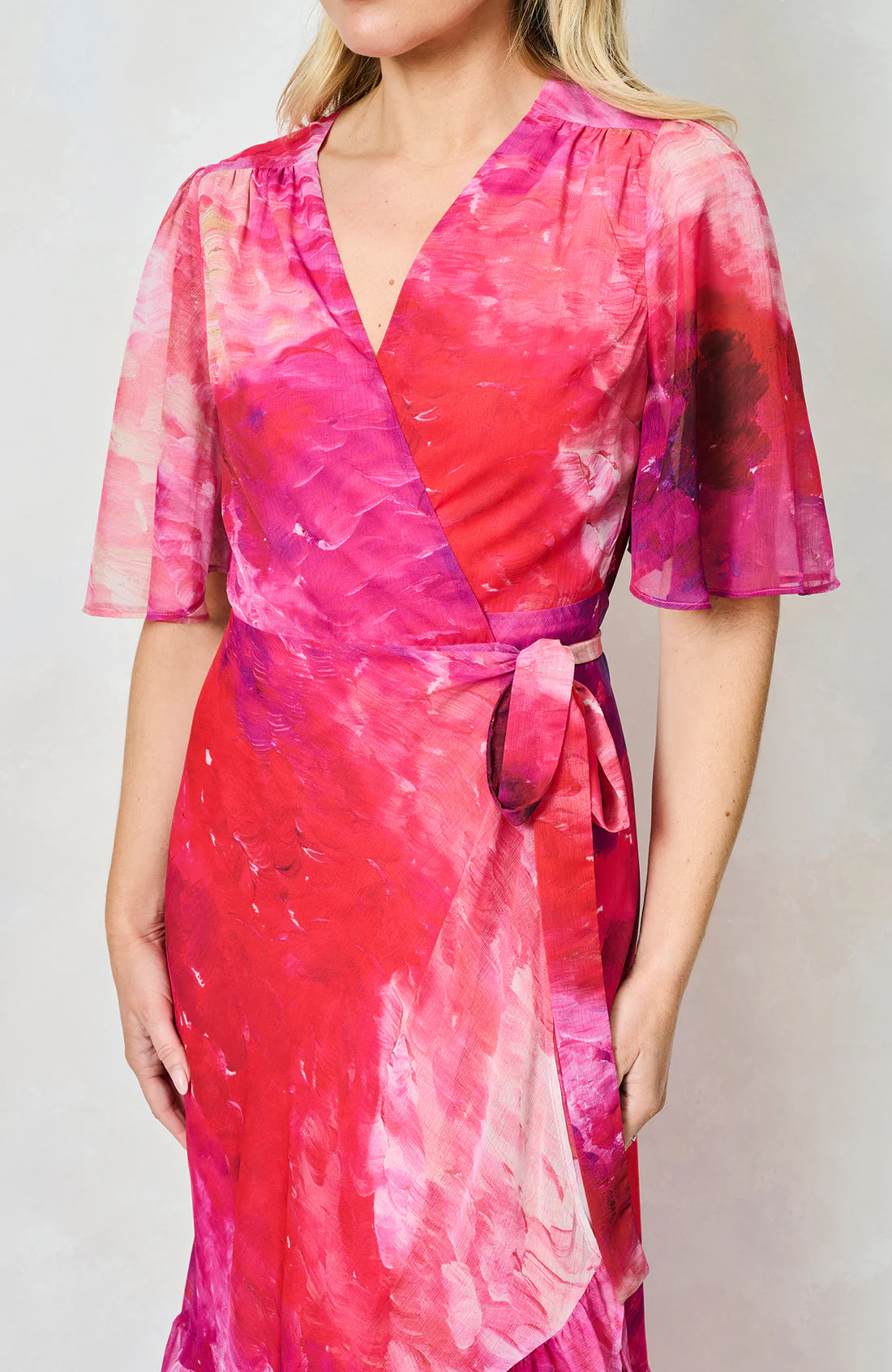The Hermione Maxi Wrap Dress (Pink Multi) - Image 7