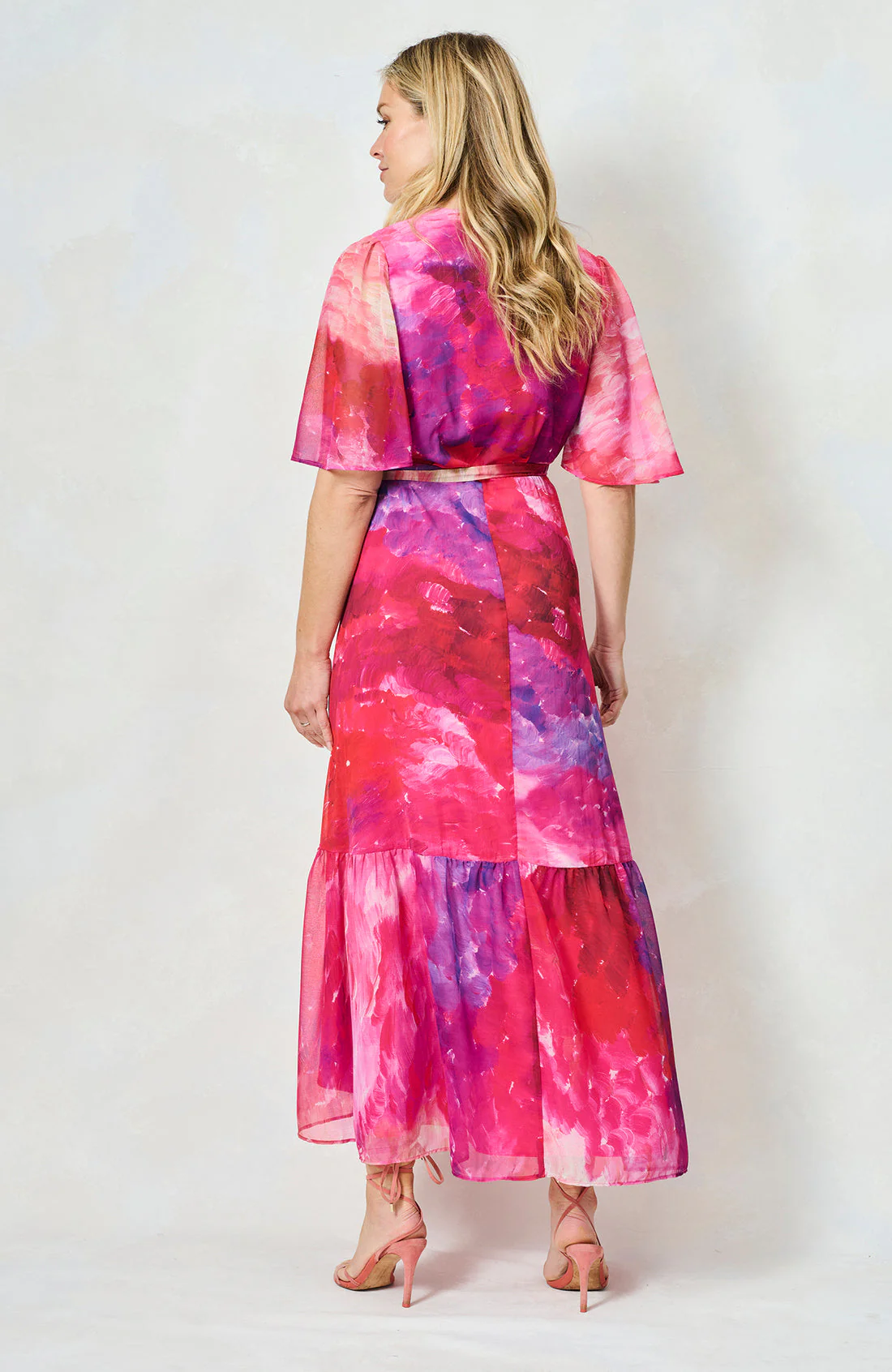 The Hermione Maxi Wrap Dress (Pink Multi) - Image 8