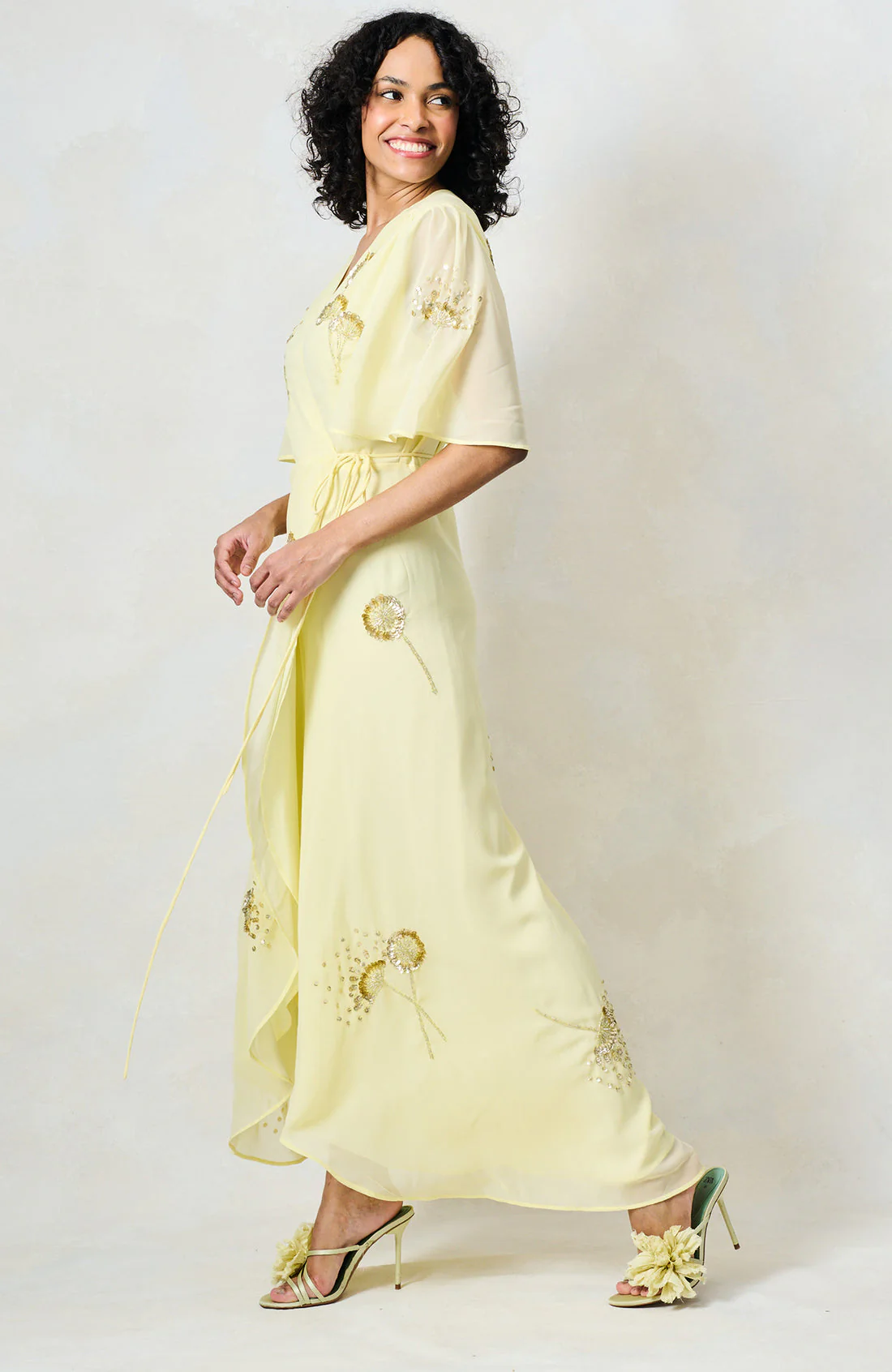 The Joy Maxi Wrap Dress (Yellow) - Image 4