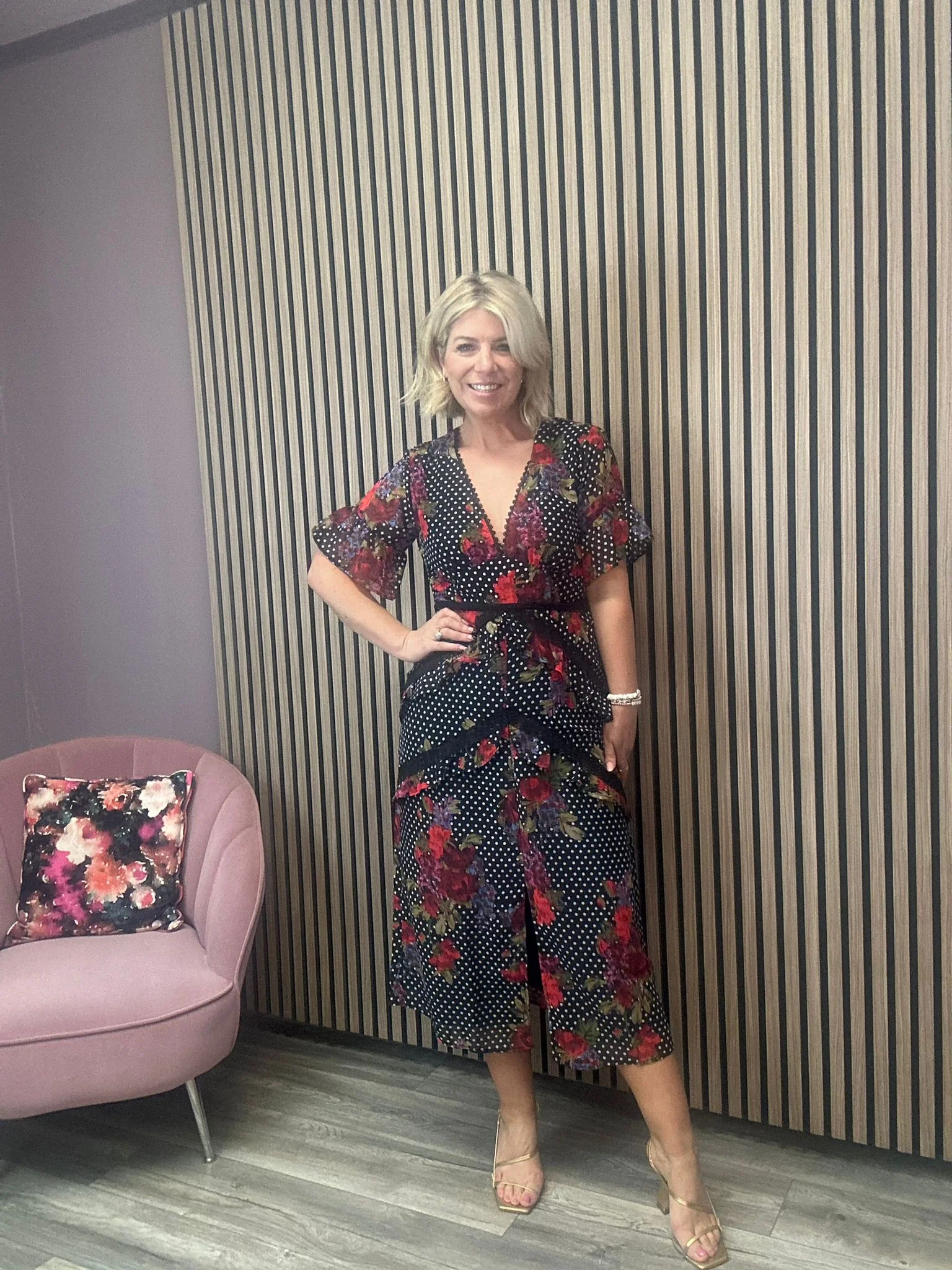 The Lydie Plunge Front Midi Tea Dress - Image 3