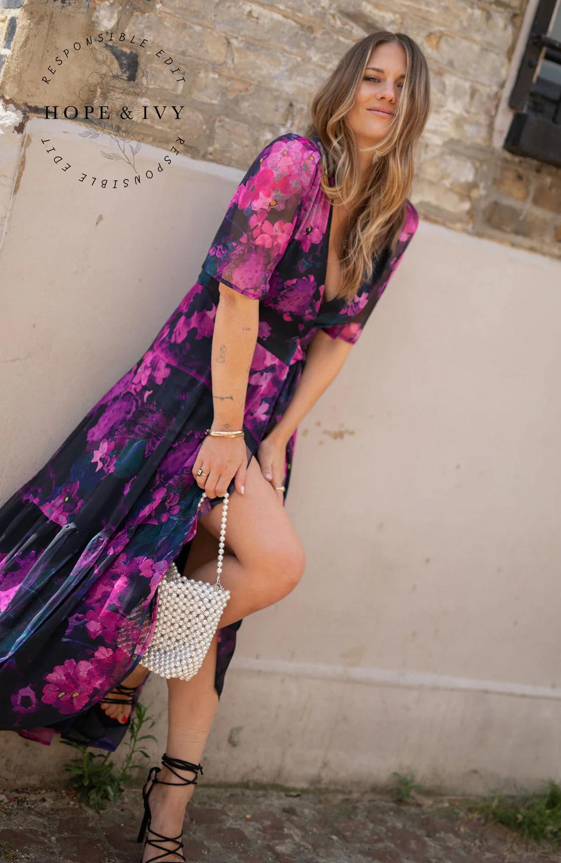 The Madalena Flutter Sleeve Maxi Wrap Dress - Image 9
