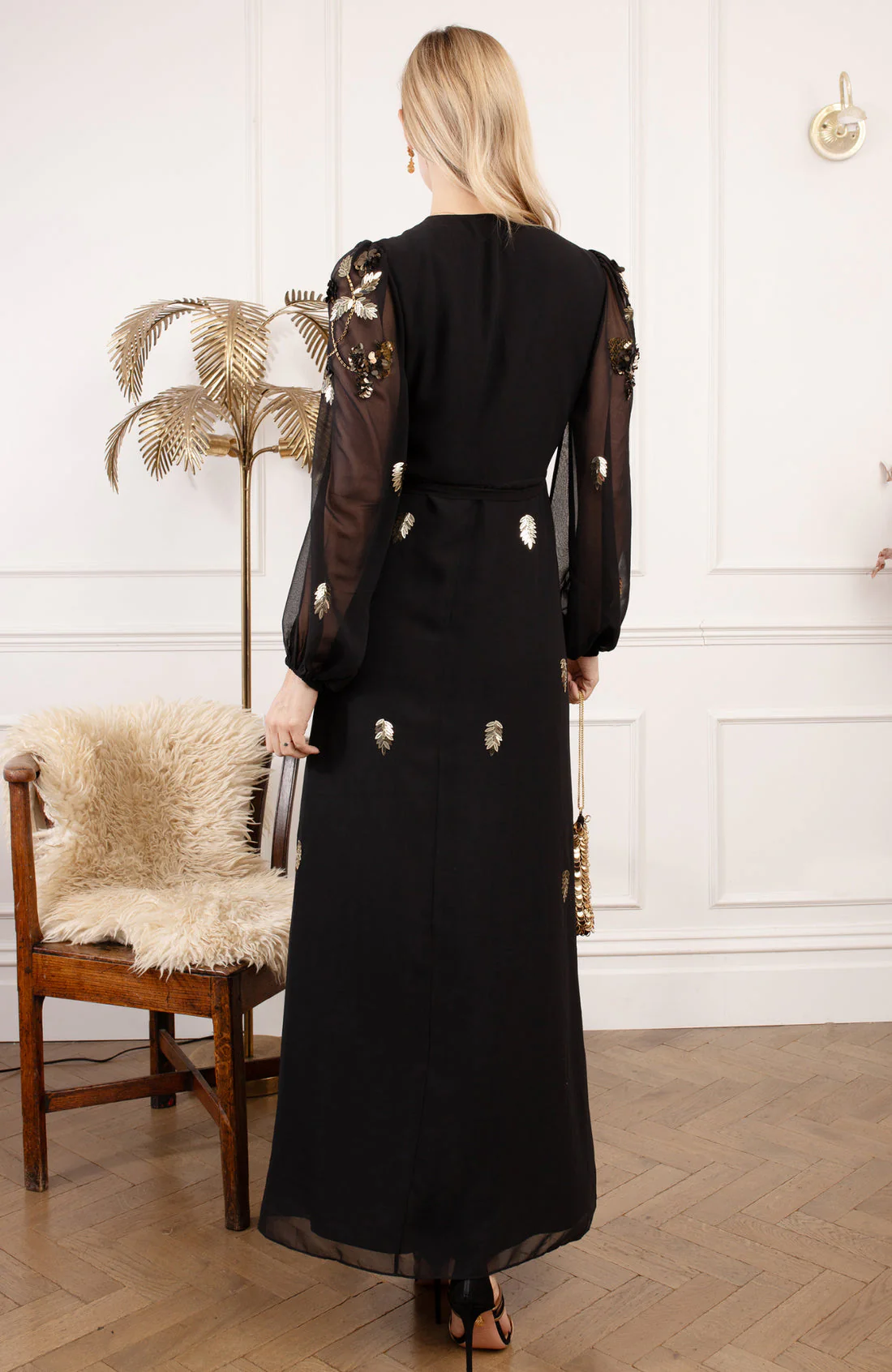 The Melanie Wrap Dress (Black) - Image 4