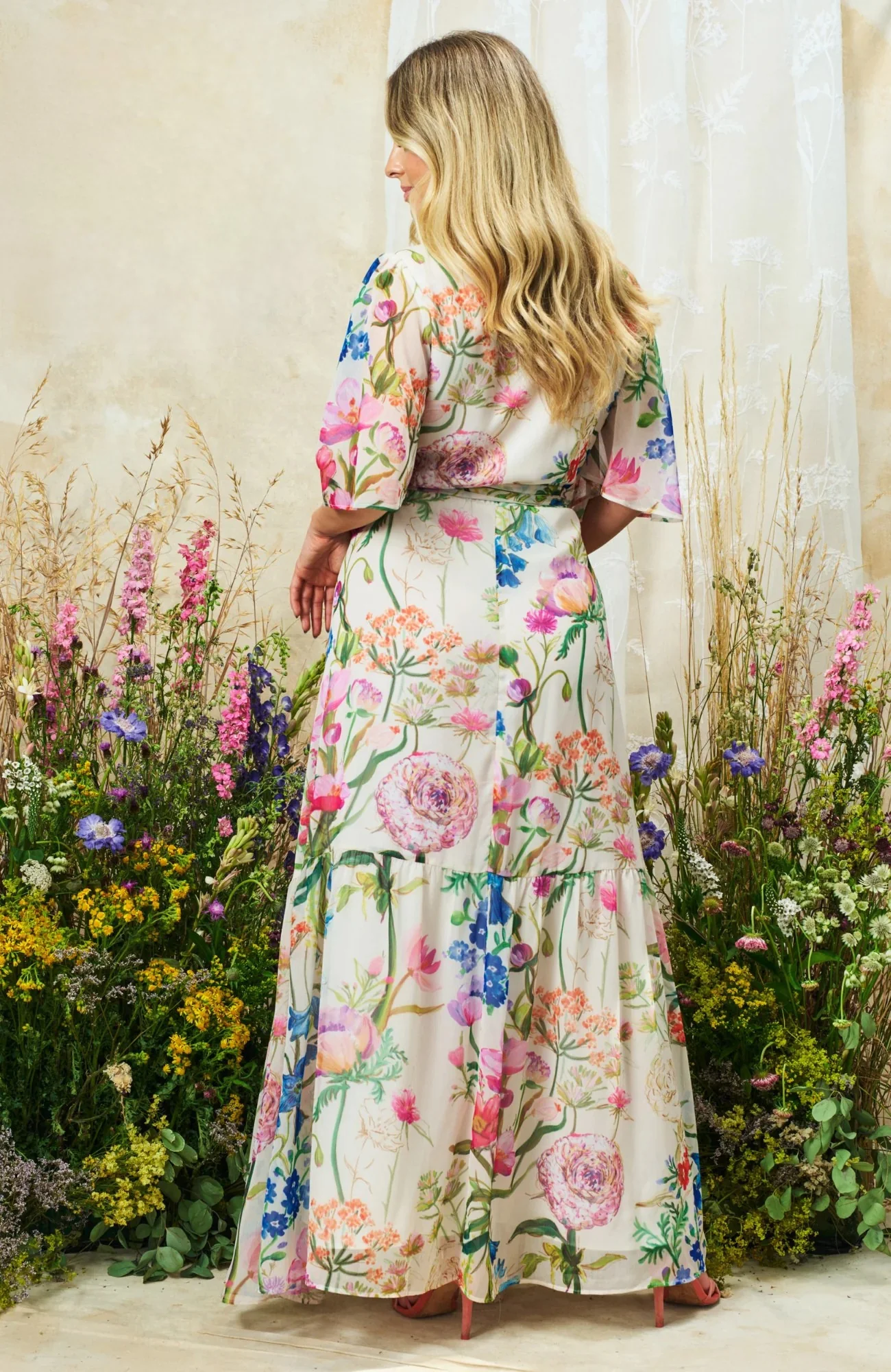 The Michelle Maxi Wrap Dress (Cream) - Image 3