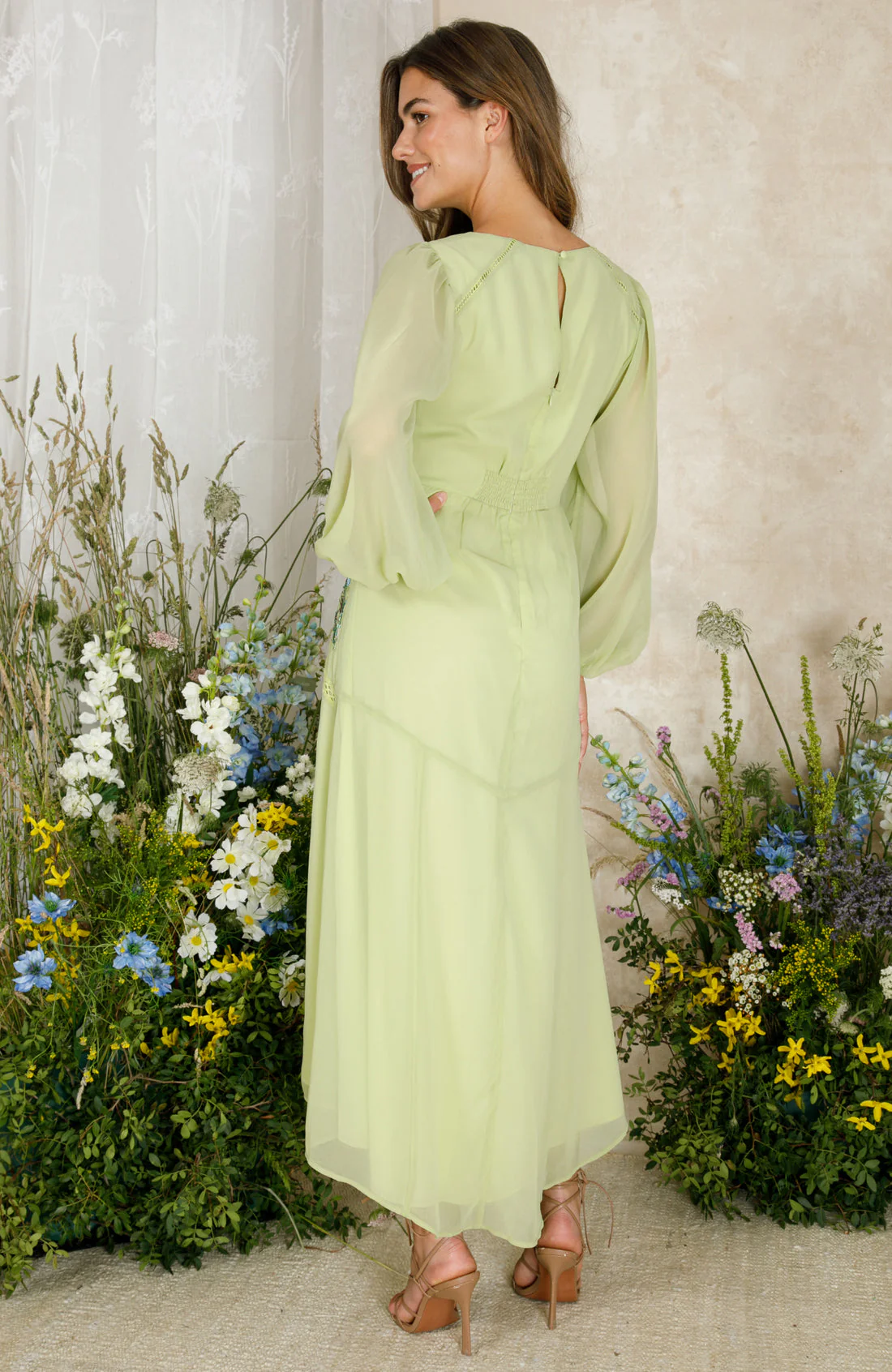 The Natalia Midaxi Dress (Lime) - Image 2
