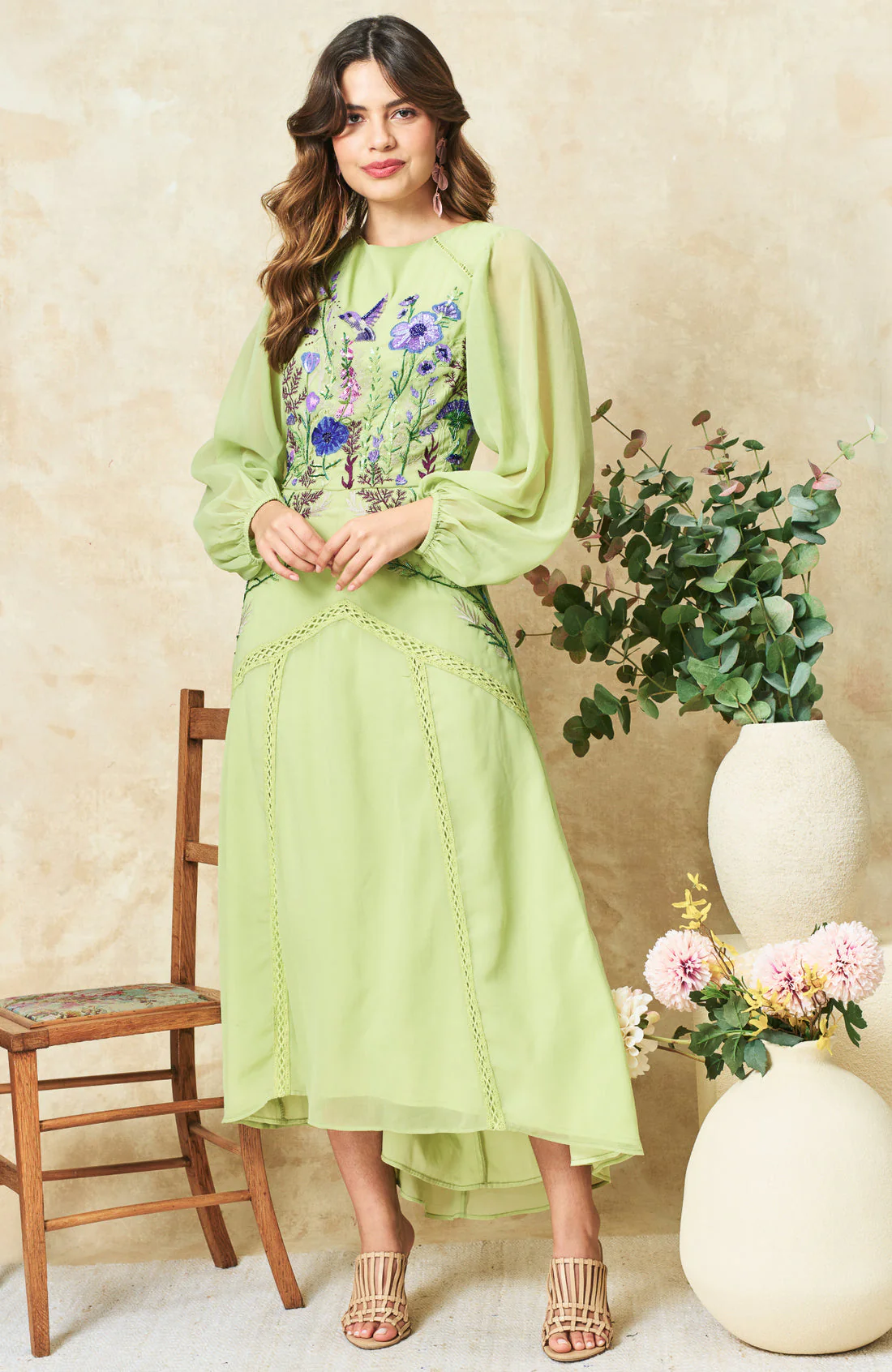 The Natalia Midaxi Dress (Lime) - Image 3