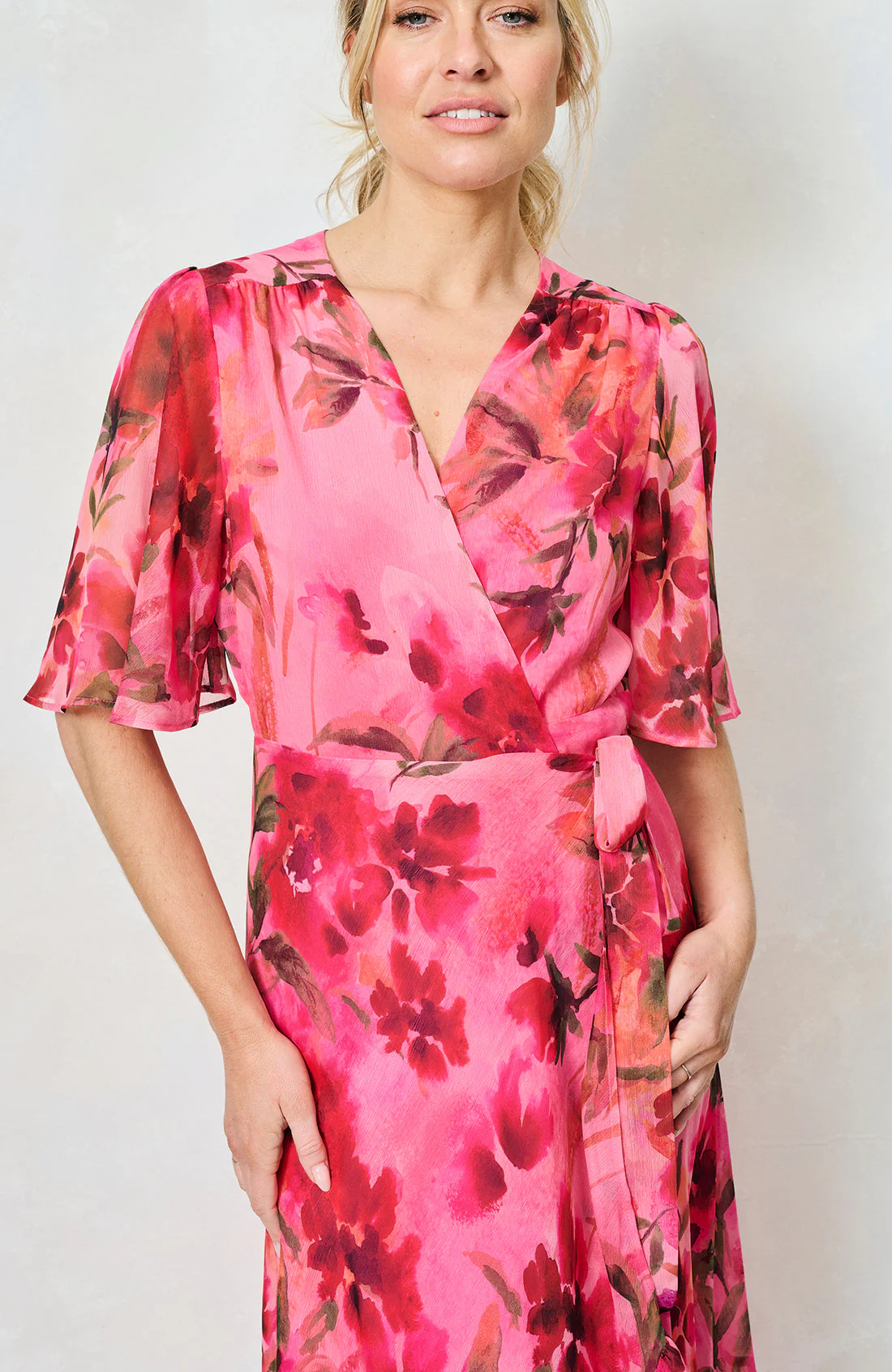 The Pleasance Maxi Wrap Dress (Pink Multi) - Image 5