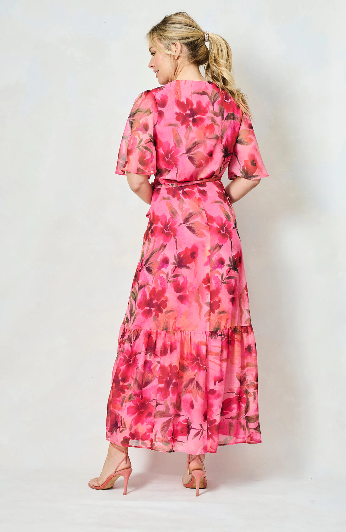 The Pleasance Maxi Wrap Dress (Pink Multi) - Image 6
