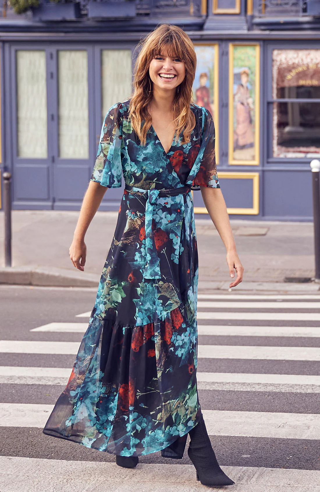 The Sarah Flutter Sleeve Maxi Wrap Dress - Image 3