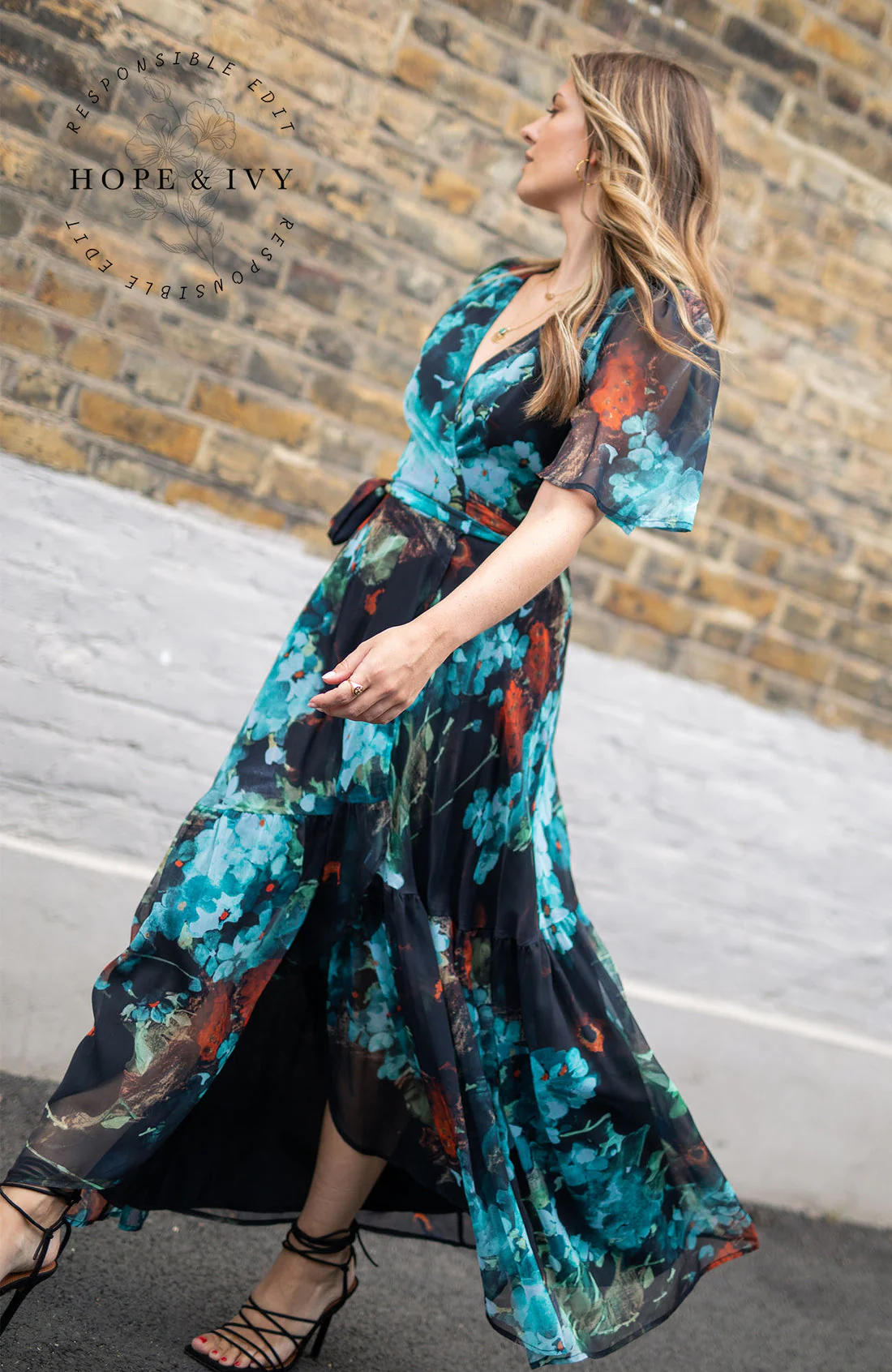 The Sarah Flutter Sleeve Maxi Wrap Dress - Image 5