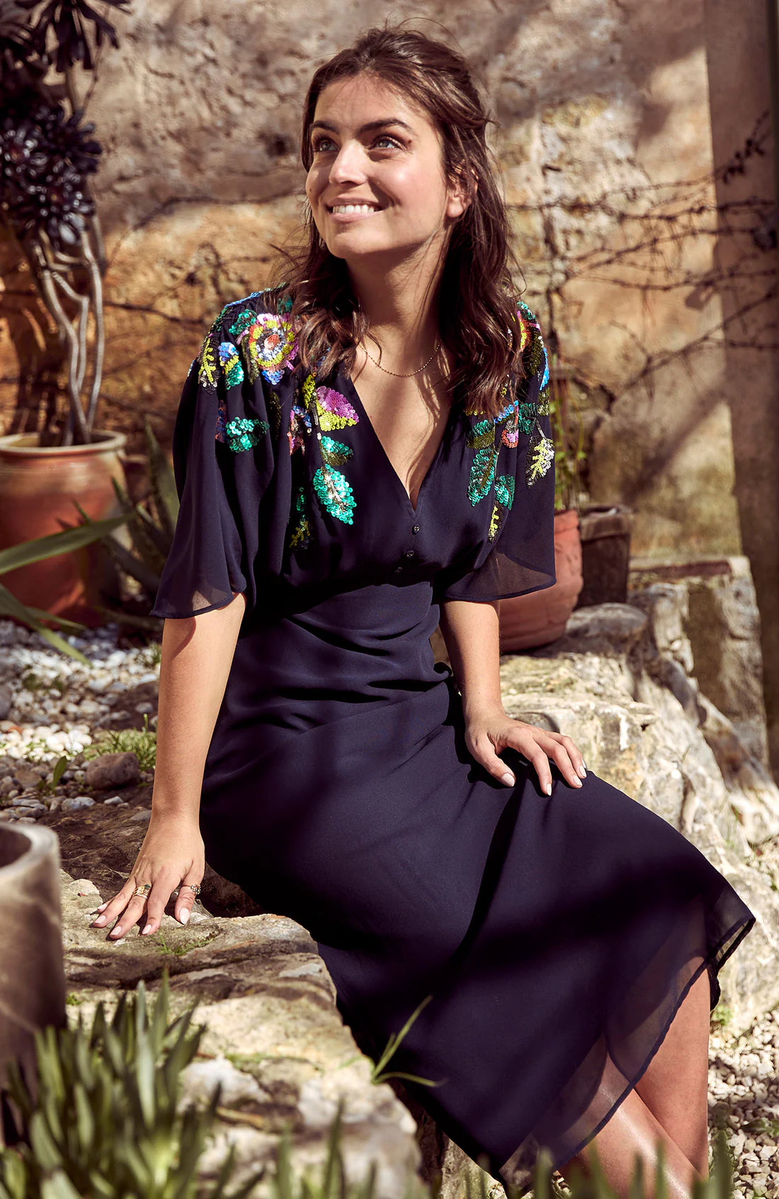 The Sofia Embellished V-Neck Midi Dress - Image 2