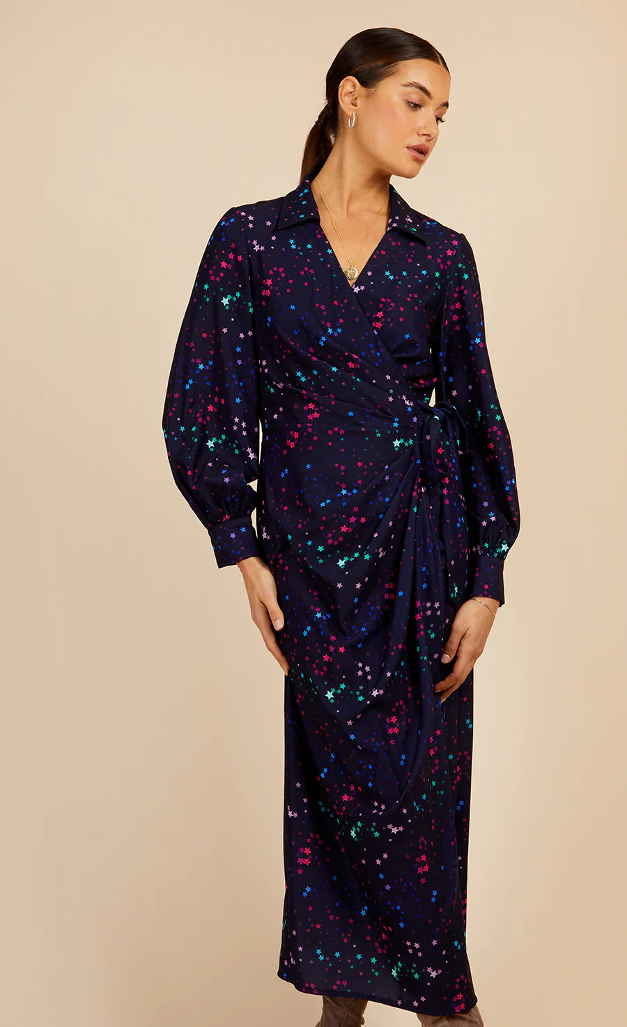 THE STAR MIDAXI DRESS (NAVY) - Image 2
