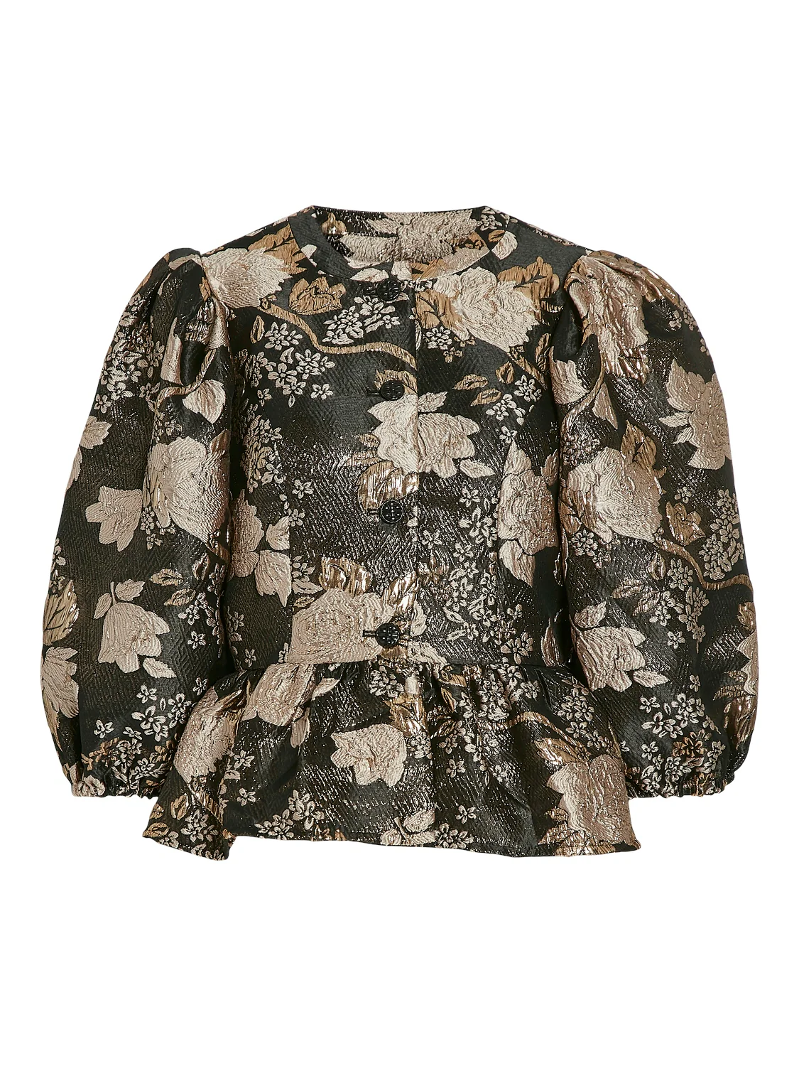 Thea Peplum Jacquard Top (Black Beauty) - Image 3