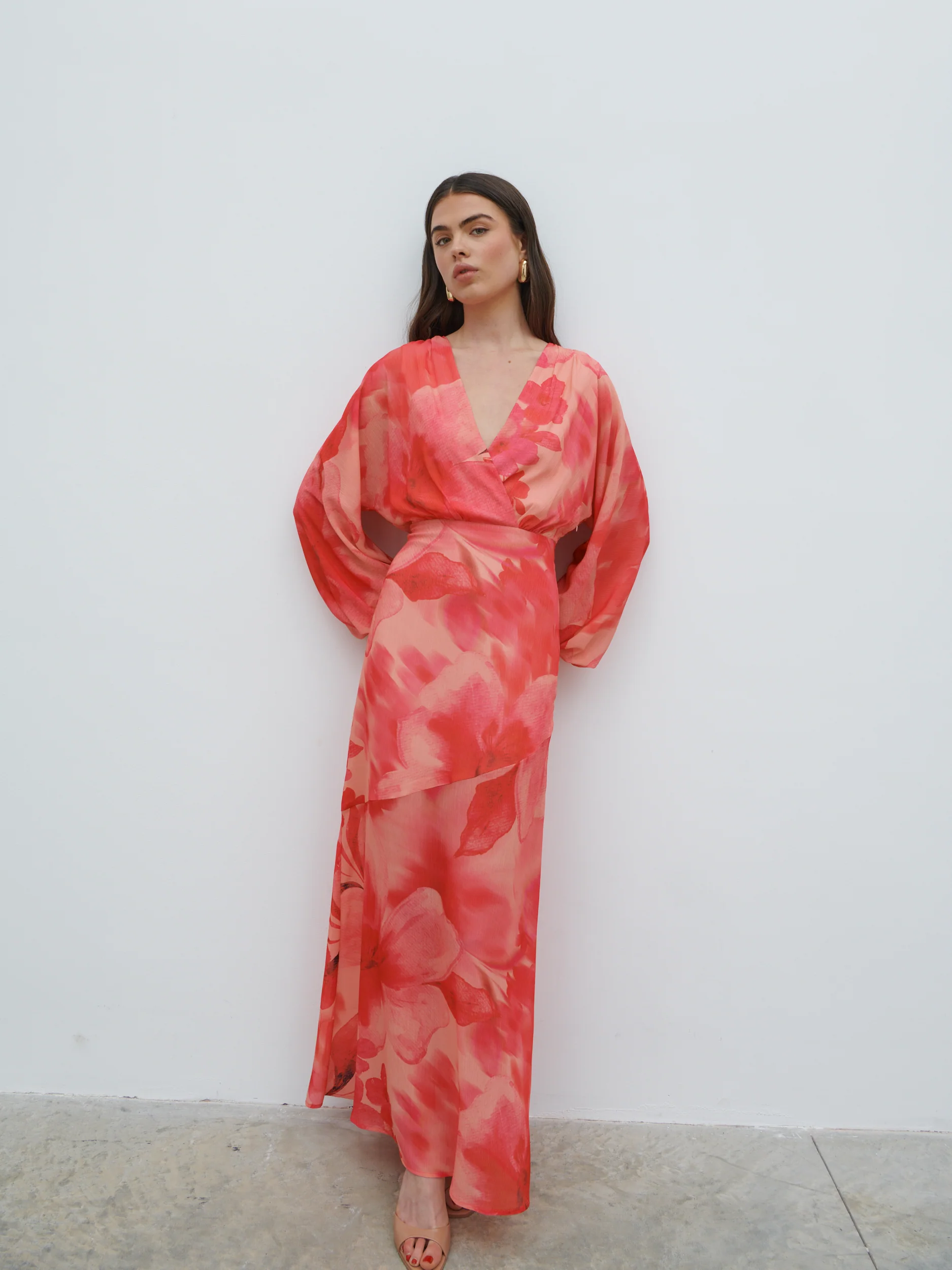 Theia Batwing Maxi Dress (Pink Floral) - Image 2