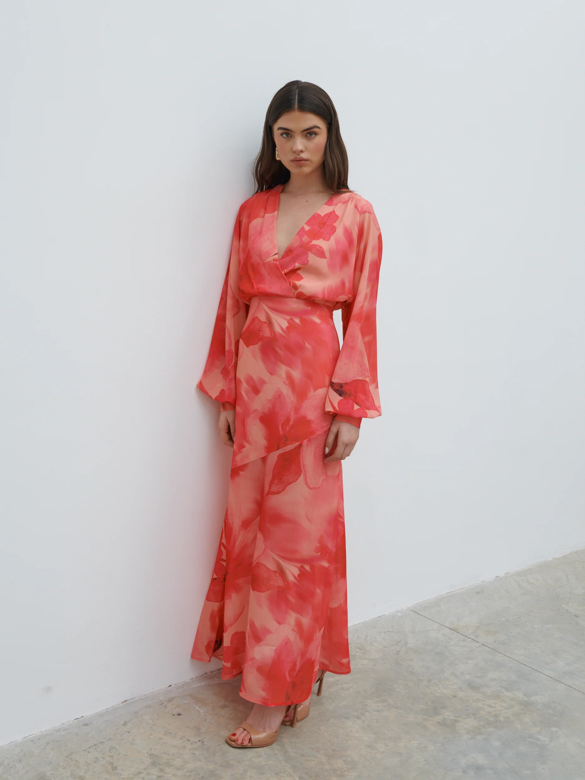 Theia Batwing Maxi Dress (Pink Floral) - Image 3
