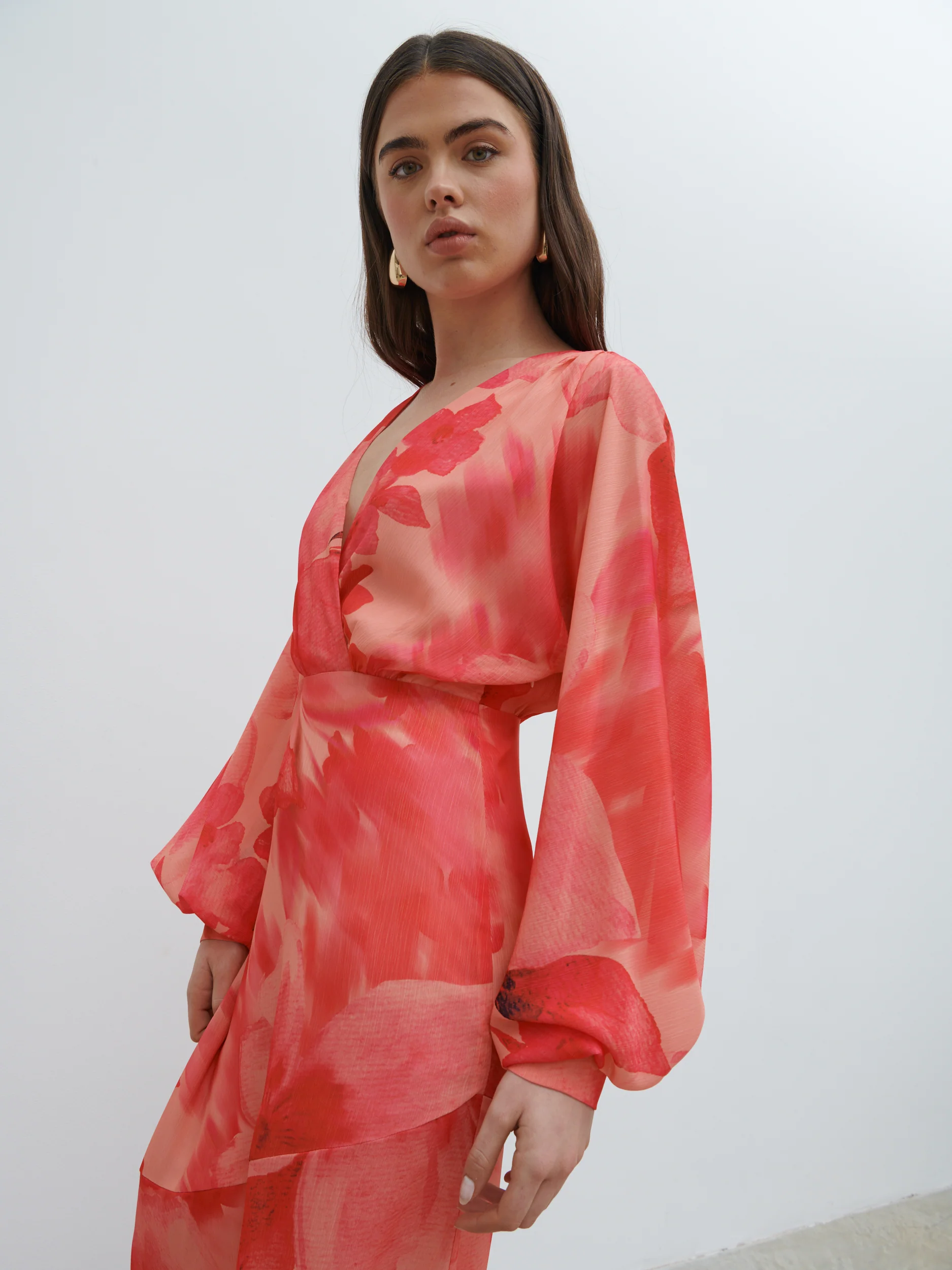 Theia Batwing Maxi Dress (Pink Floral) - Image 4