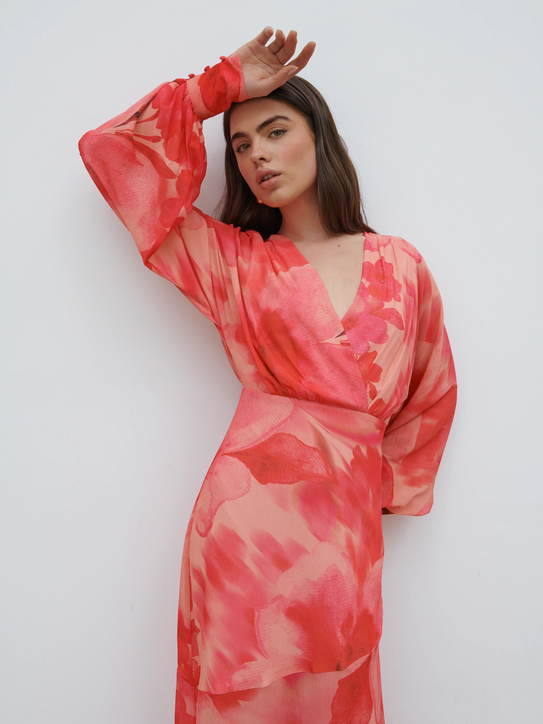 Theia Batwing Maxi Dress (Pink Floral) - Image 5