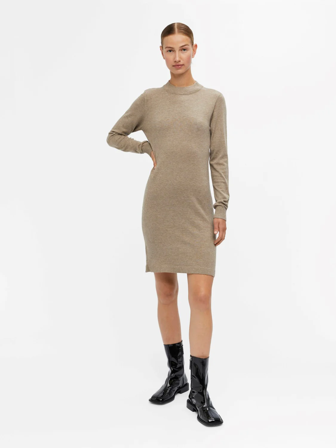 Thess Knitted Dress (Fossil Melange) - Image 2
