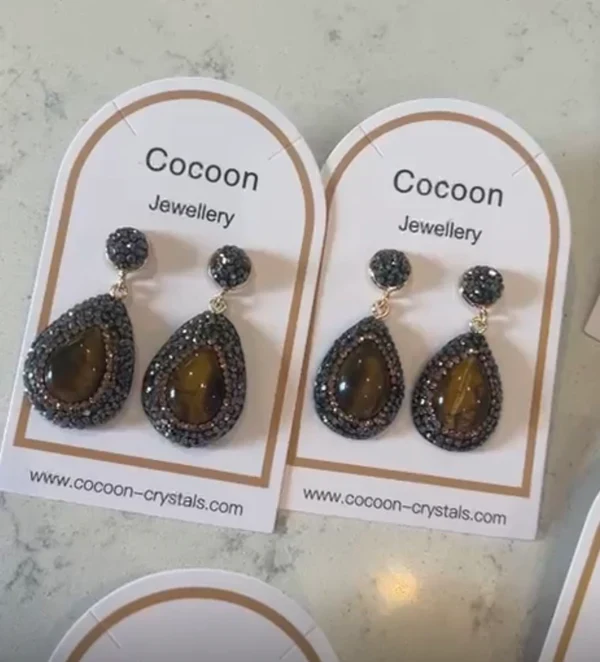 Tiger Eye Crystal Drops (Gold) - Image 3
