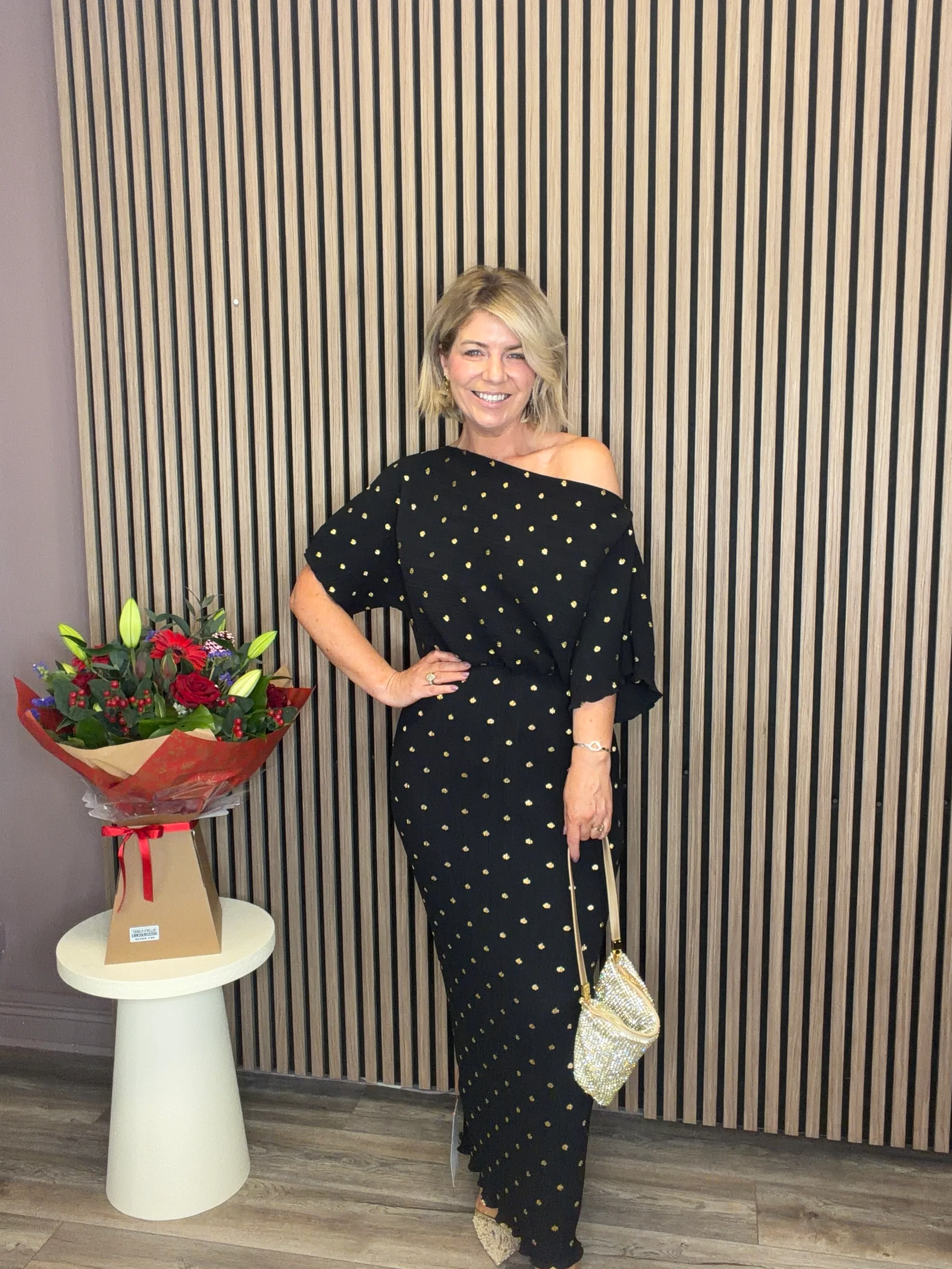 Tilly Dress (Black/Gold Foil) - Image 2
