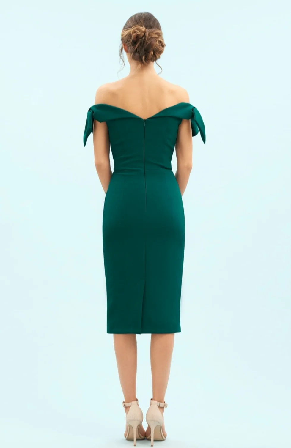Tilly Pencil Dress (Forrest Green) - Image 3
