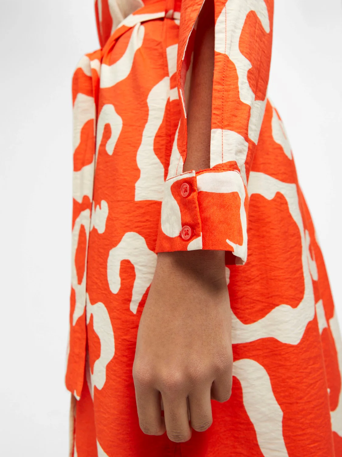 Tilly Shirt Dress (Hot Coral White) - Image 4