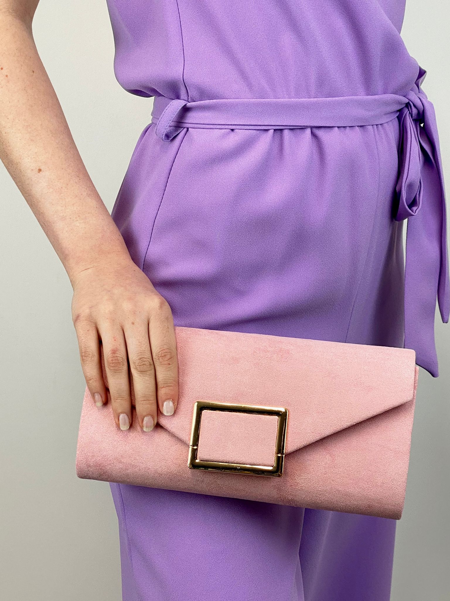 Toni Suede Clutch Bag (Various Colours) - Image 3
