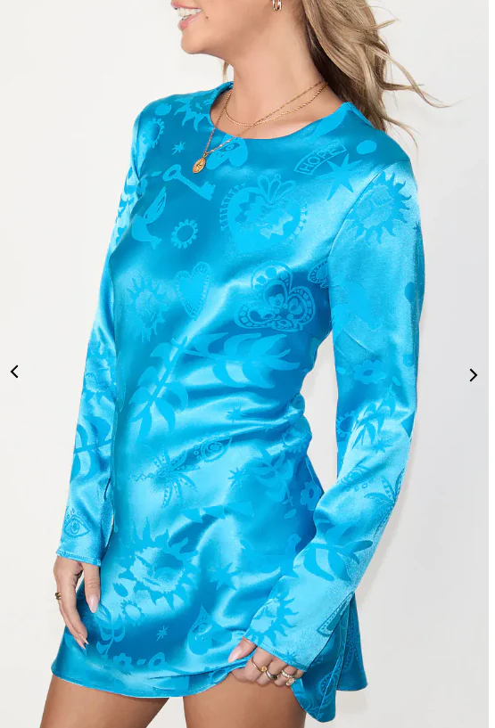 Turquoise Sundazed Summer Mini Soho Dress (Blue) - Image 2