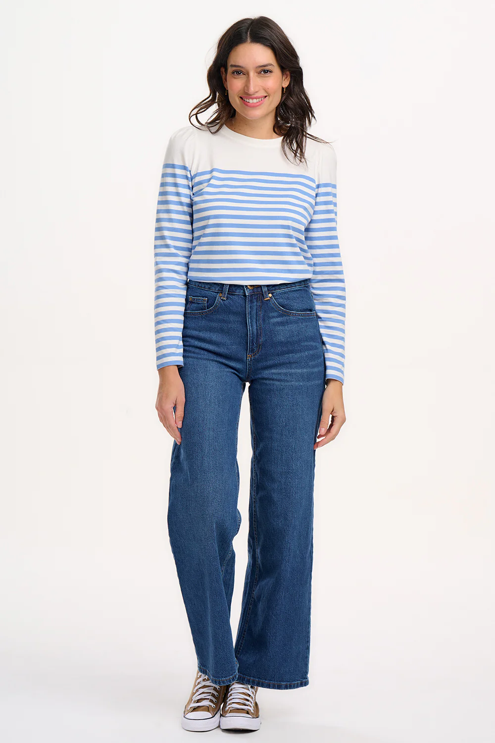 Umah Jersey Top (Off White/French Blue Stripe)