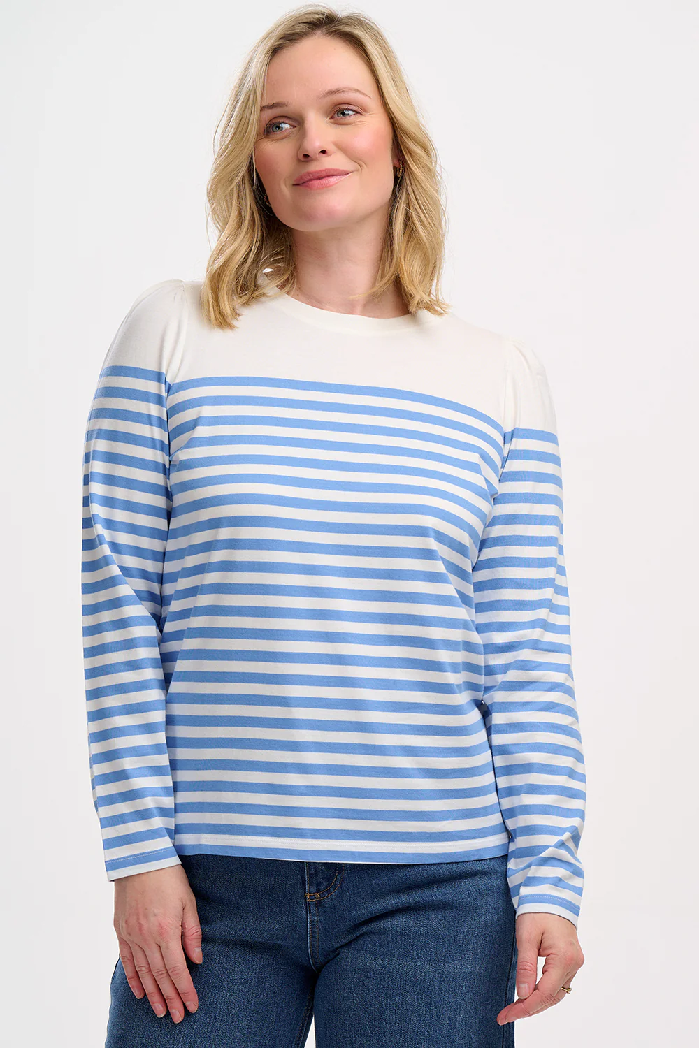 Umah Jersey Top (Off White/French Blue Stripe) - Image 2