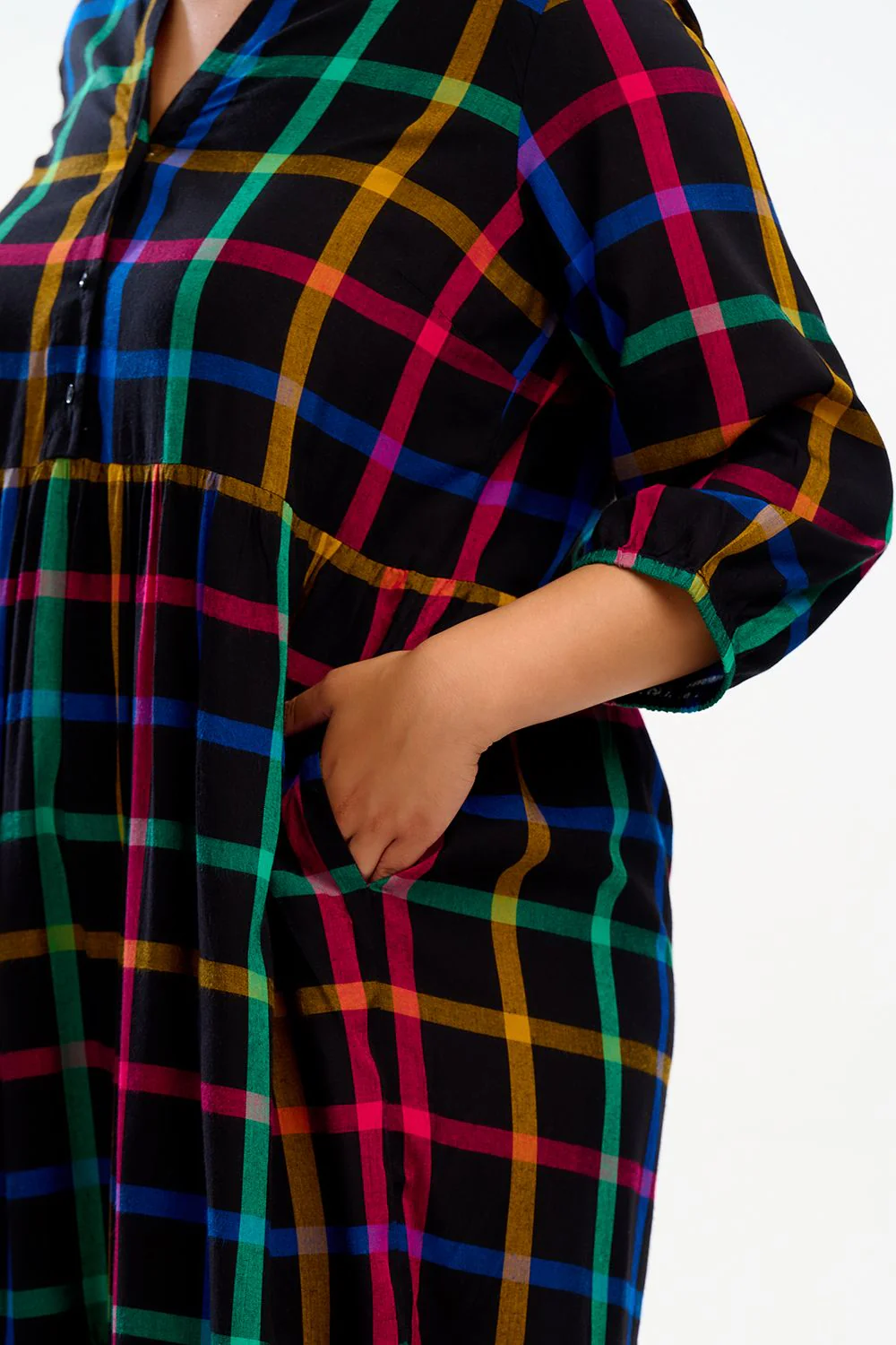 URI MIDI SMOCK DRESS (BLACK) - Image 3