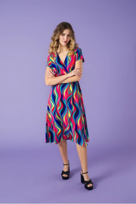 VALERIA WRAP DRESS (MULTI) - Image 3