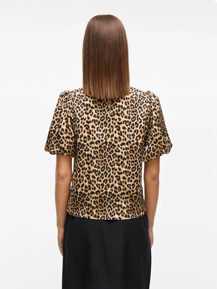 Vanessa Puff Sleeve Top (Caramel Cafe/Leopard) - Image 4