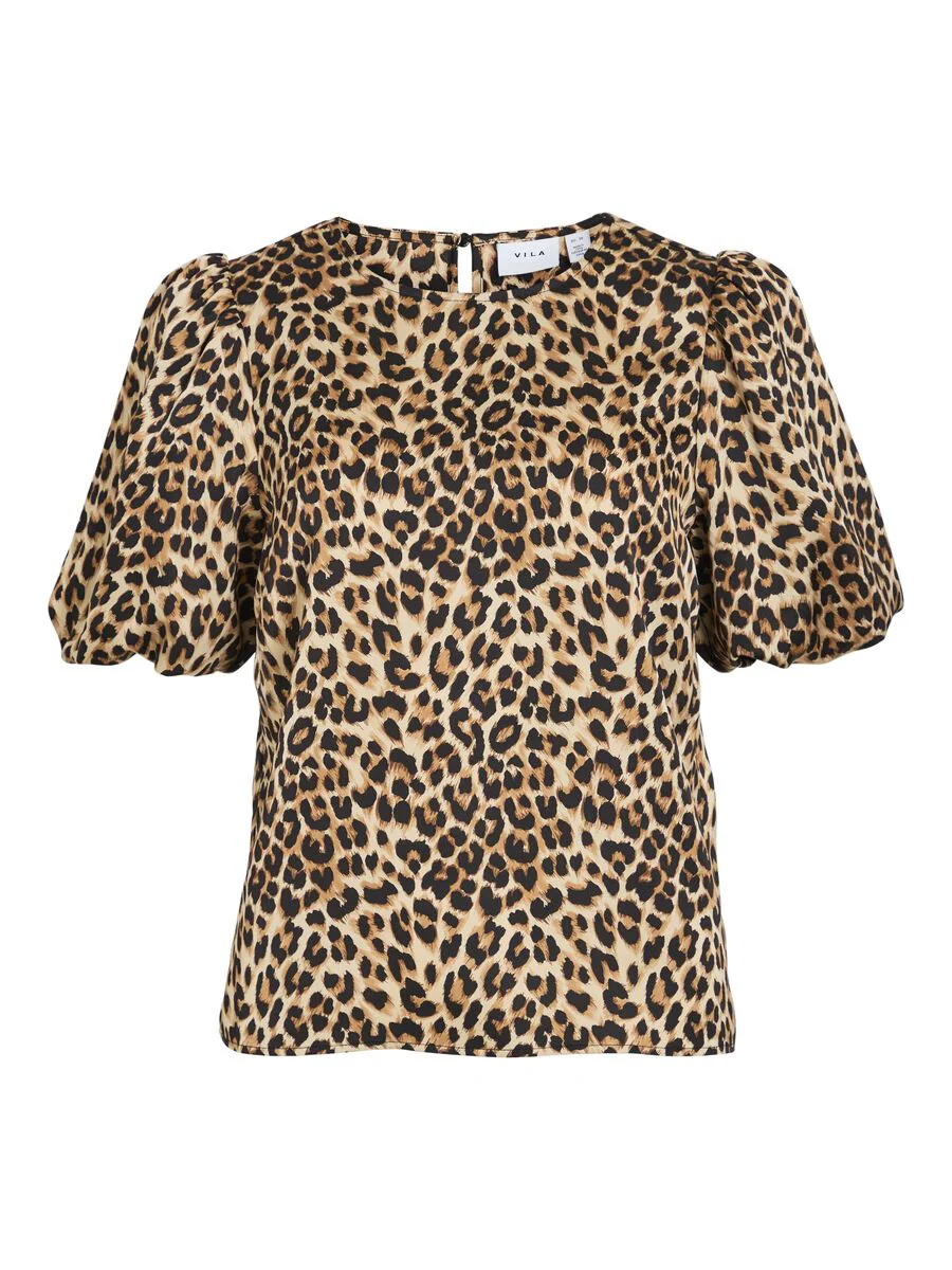 Vanessa Puff Sleeve Top (Caramel Cafe/Leopard) - Image 5