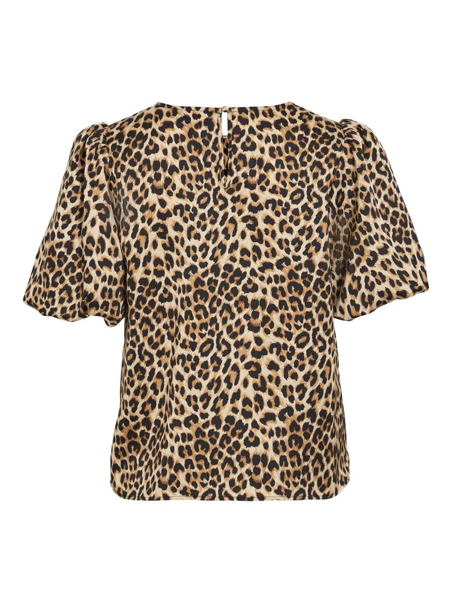 Vanessa Puff Sleeve Top (Caramel Cafe/Leopard) - Image 6