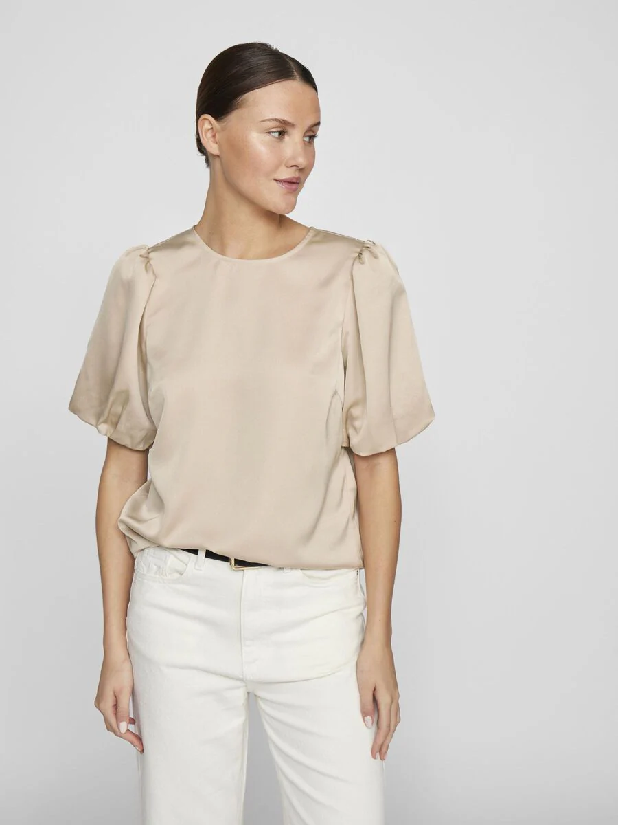 Vanessa Puff Sleeve Top (Cement) - Image 2